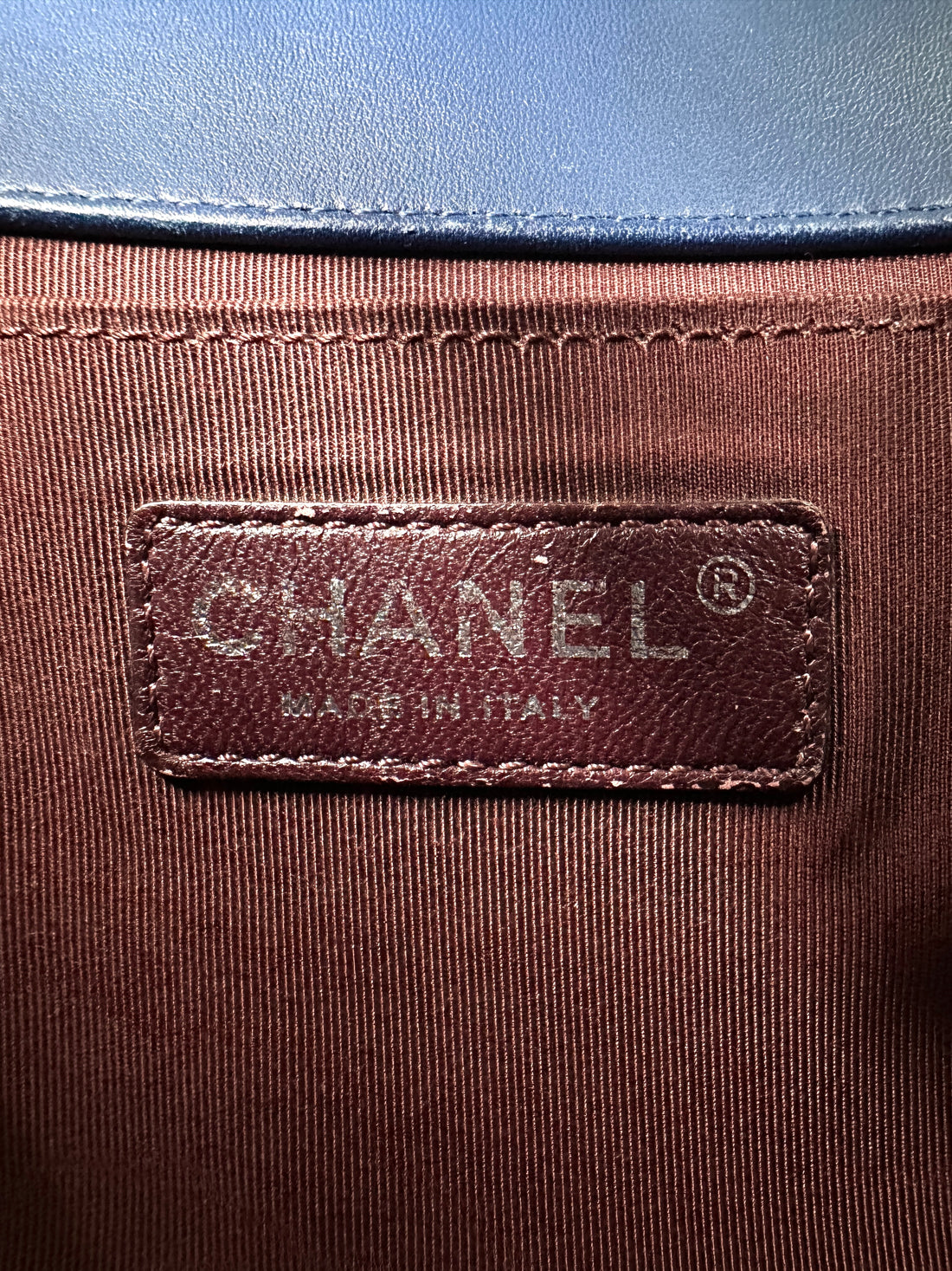 Chanel LeBoy Blue Chevron Quilted Lambskin Medium Size Flap Bag With Silver Buckle(20***32) CC1726
