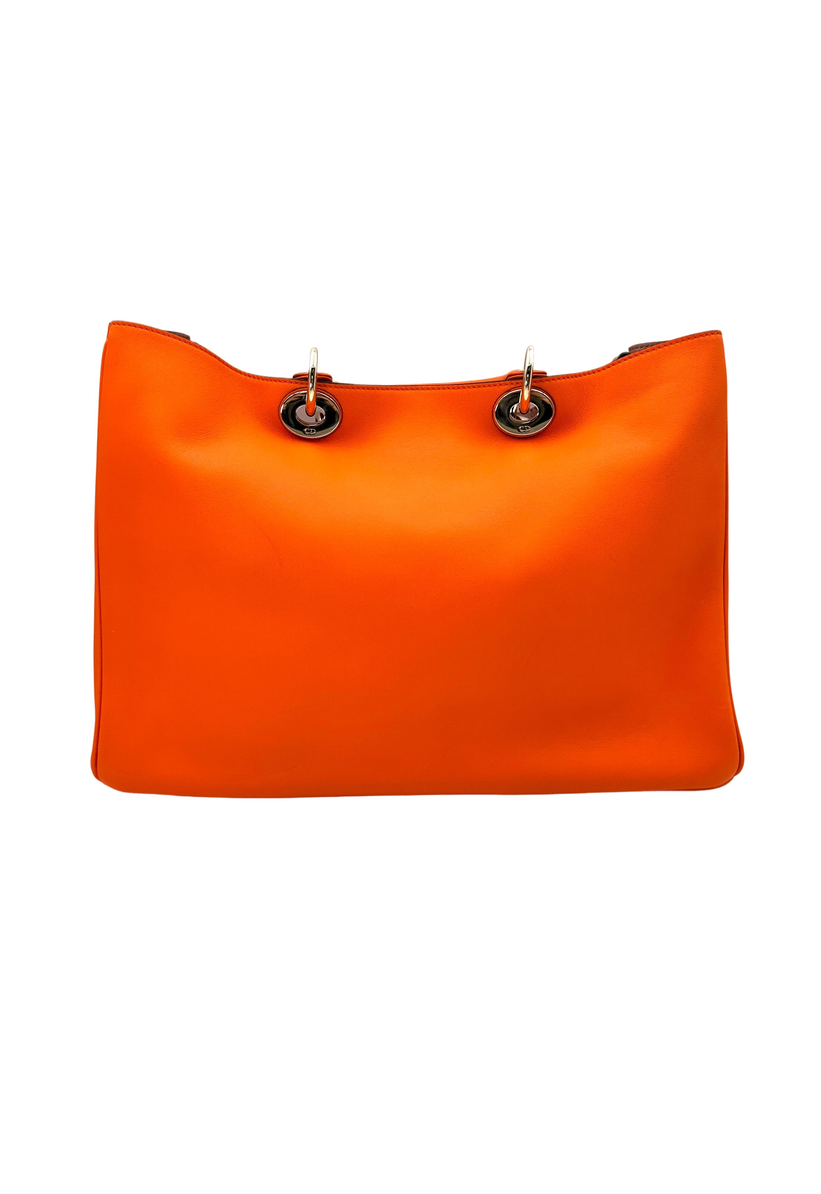 Christian Dior Diorissimo Orange Leather Handle Bag With Pouch DR657