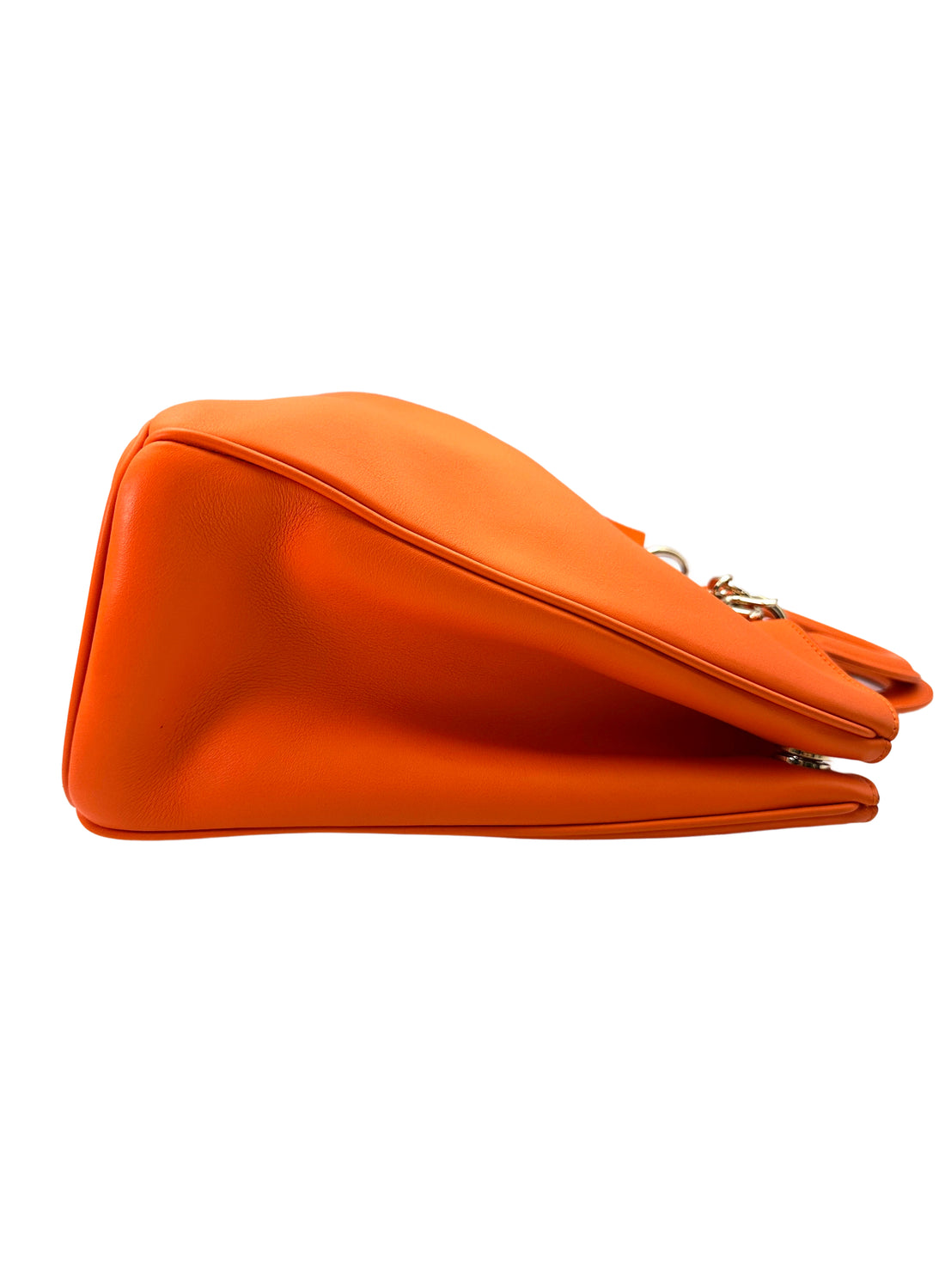 Christian Dior Diorissimo Orange Leather Handle Bag With Pouch DR657