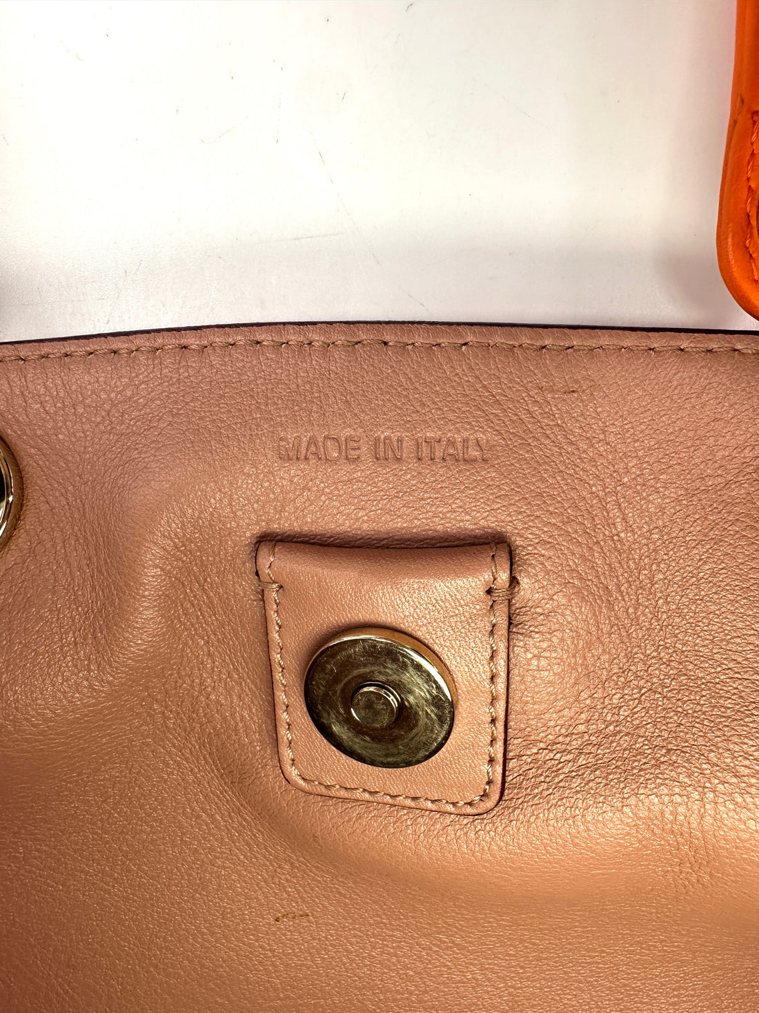 Christian Dior Diorissimo Orange Leather Handle Bag With Pouch DR657