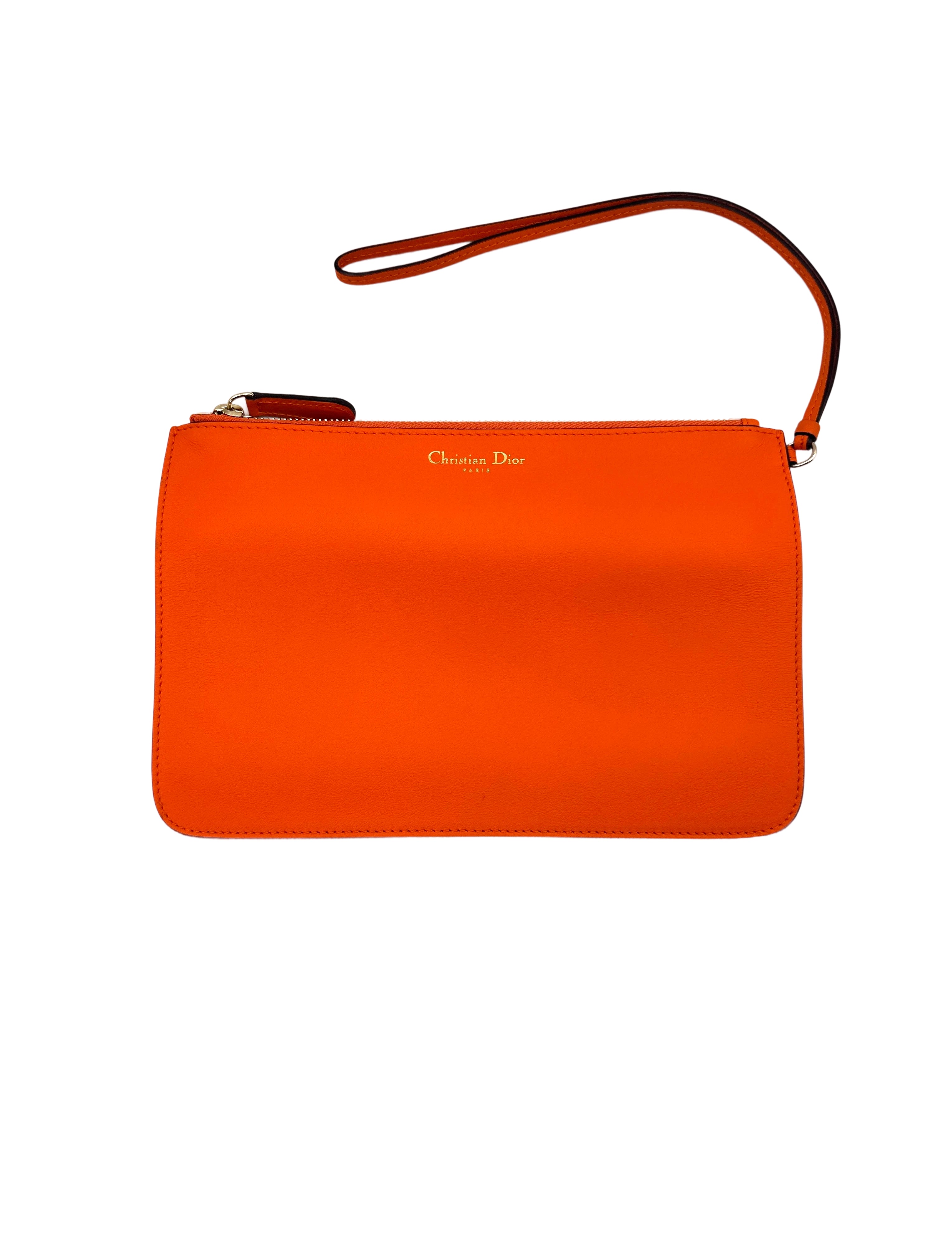 Christian Dior Diorissimo Orange Leather Handle Bag With Pouch DR657