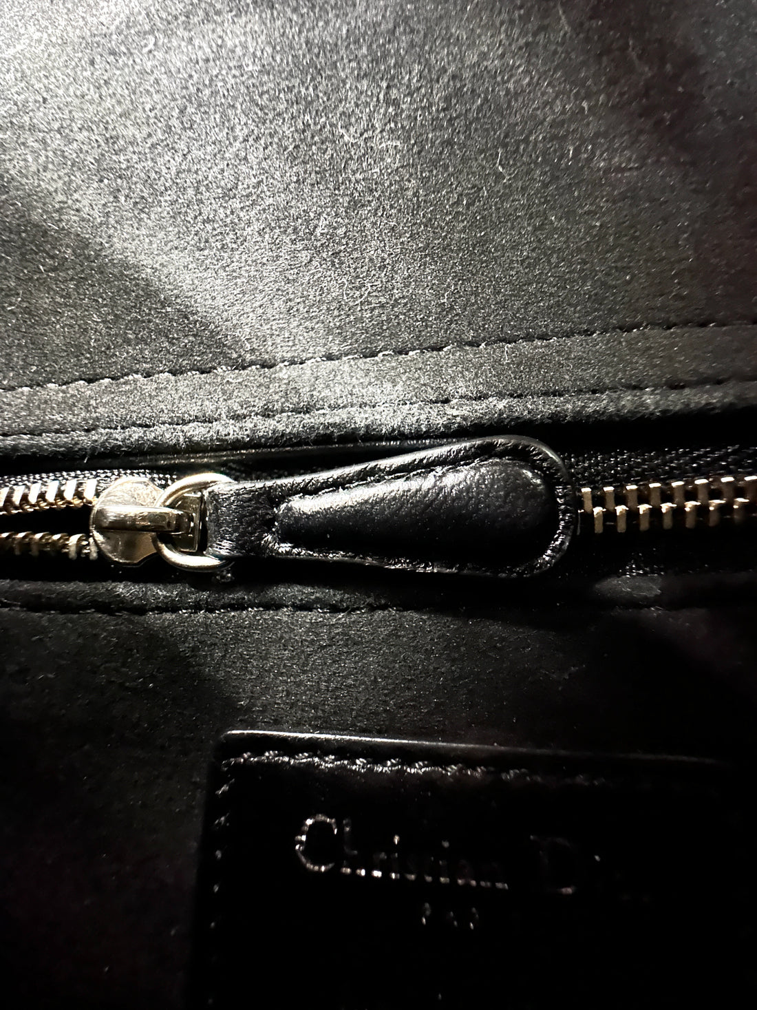 Christian Dior Lady Dior Black Cannage Leather Handle Bag With Silver Charms DR660