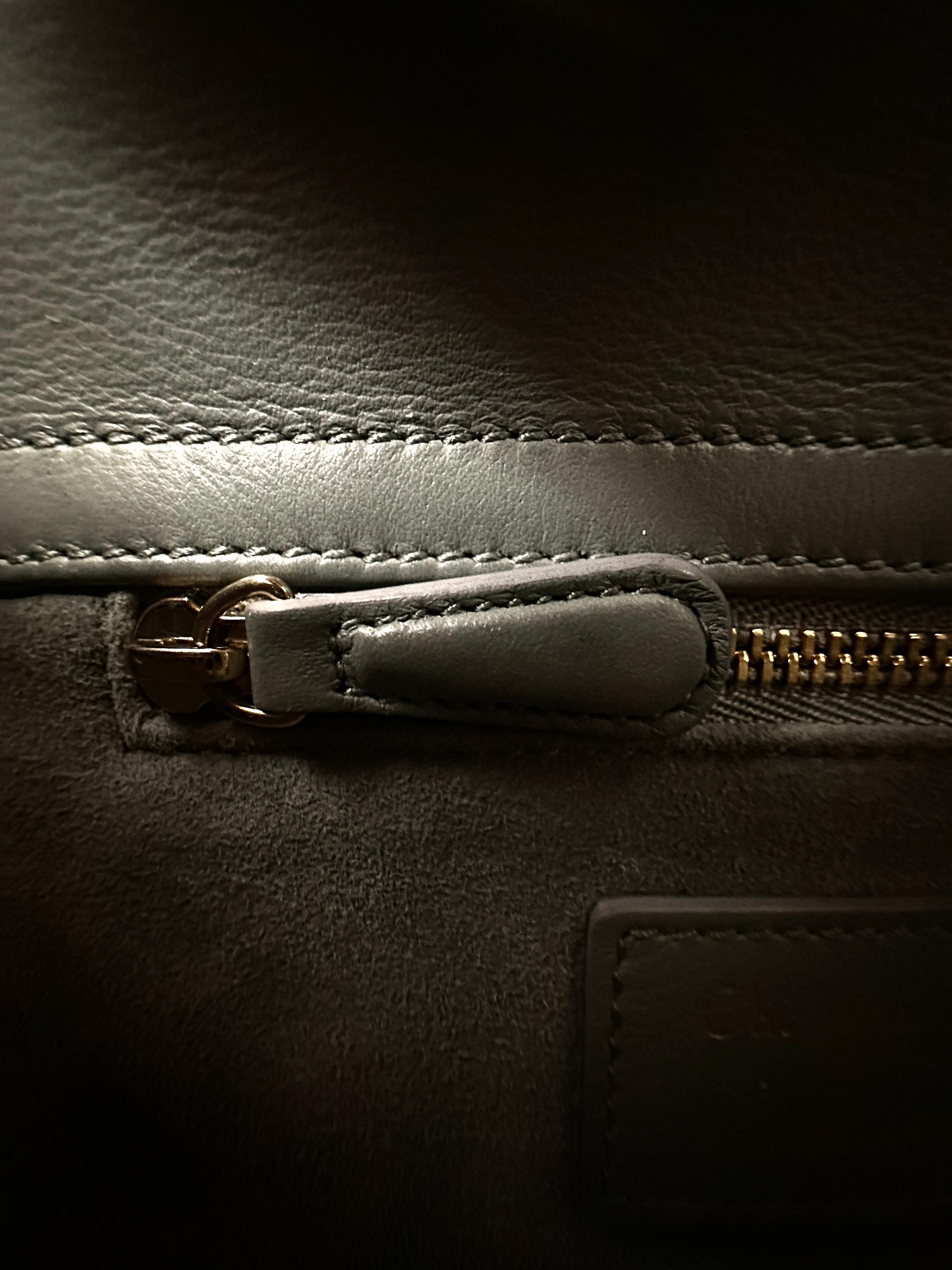 Christian Dior Lady Dior Grey Embroidery Handle Bag With Gold Charms DR658