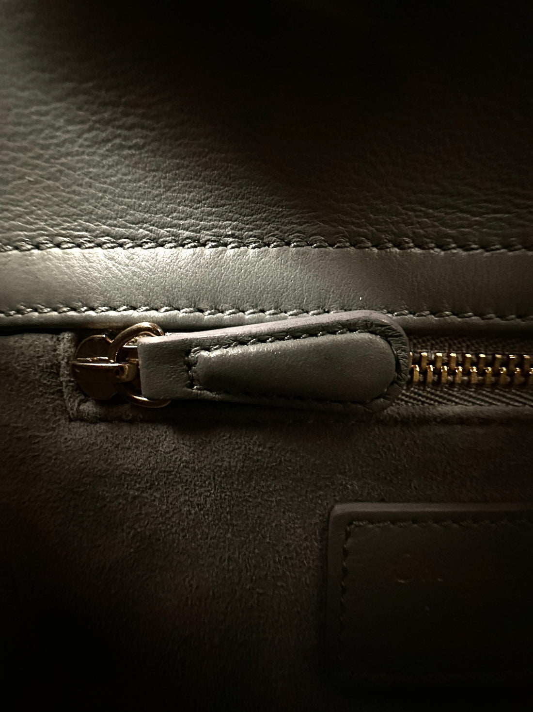 Christian Dior Lady Dior Grey Embroidery Handle Bag With Gold Charms DR658