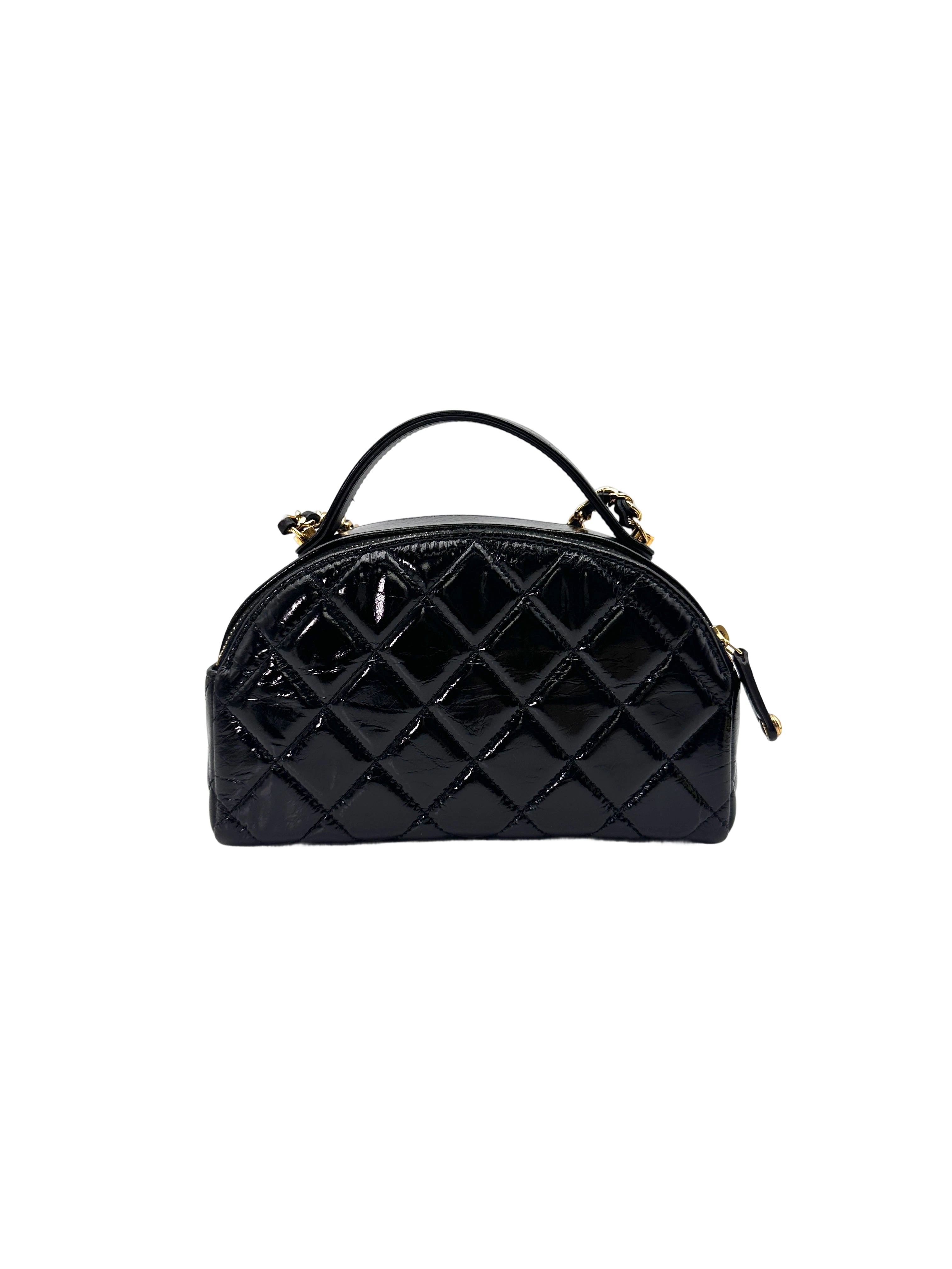 Chanel 23K Black Quilted Leather Riviera Top Handle Bag(EN***CL) CC1727