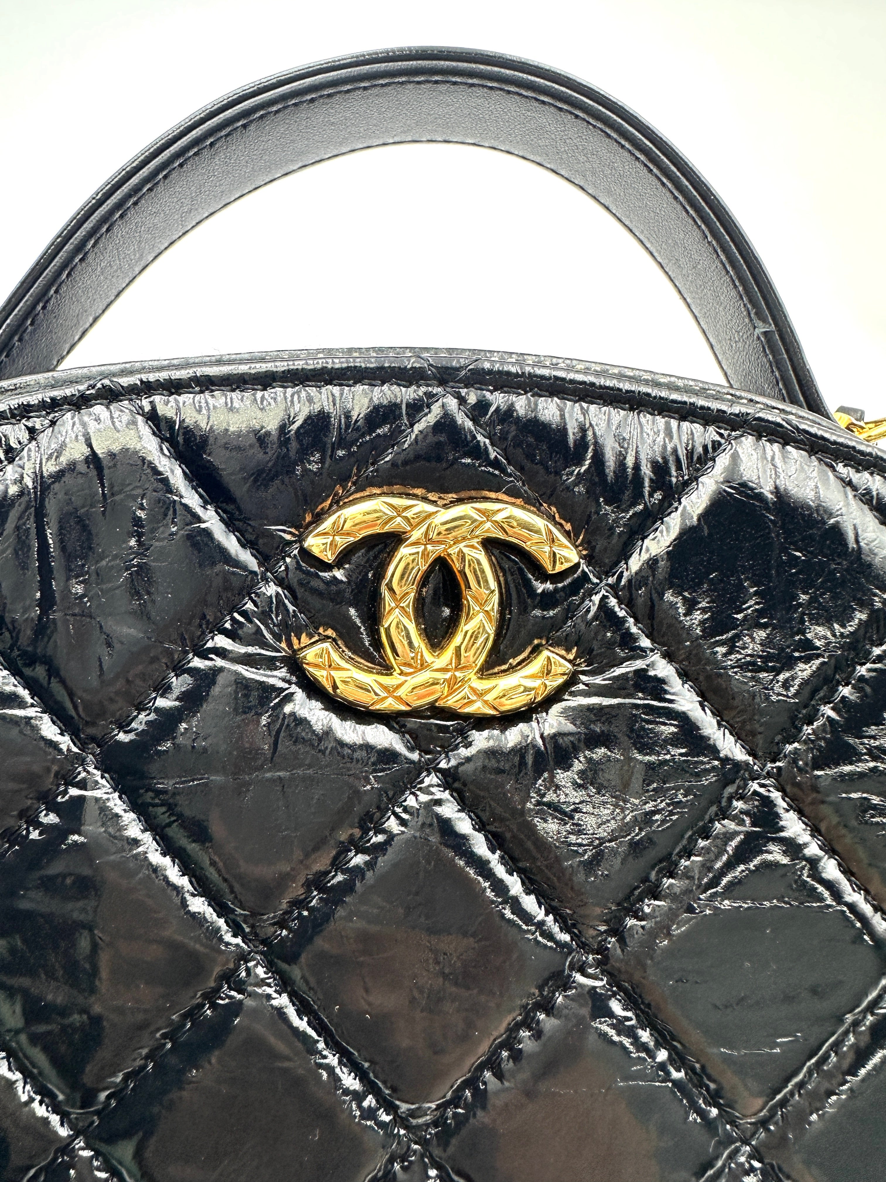 Chanel 23K Black Quilted Leather Riviera Top Handle Bag(EN***CL) CC1727