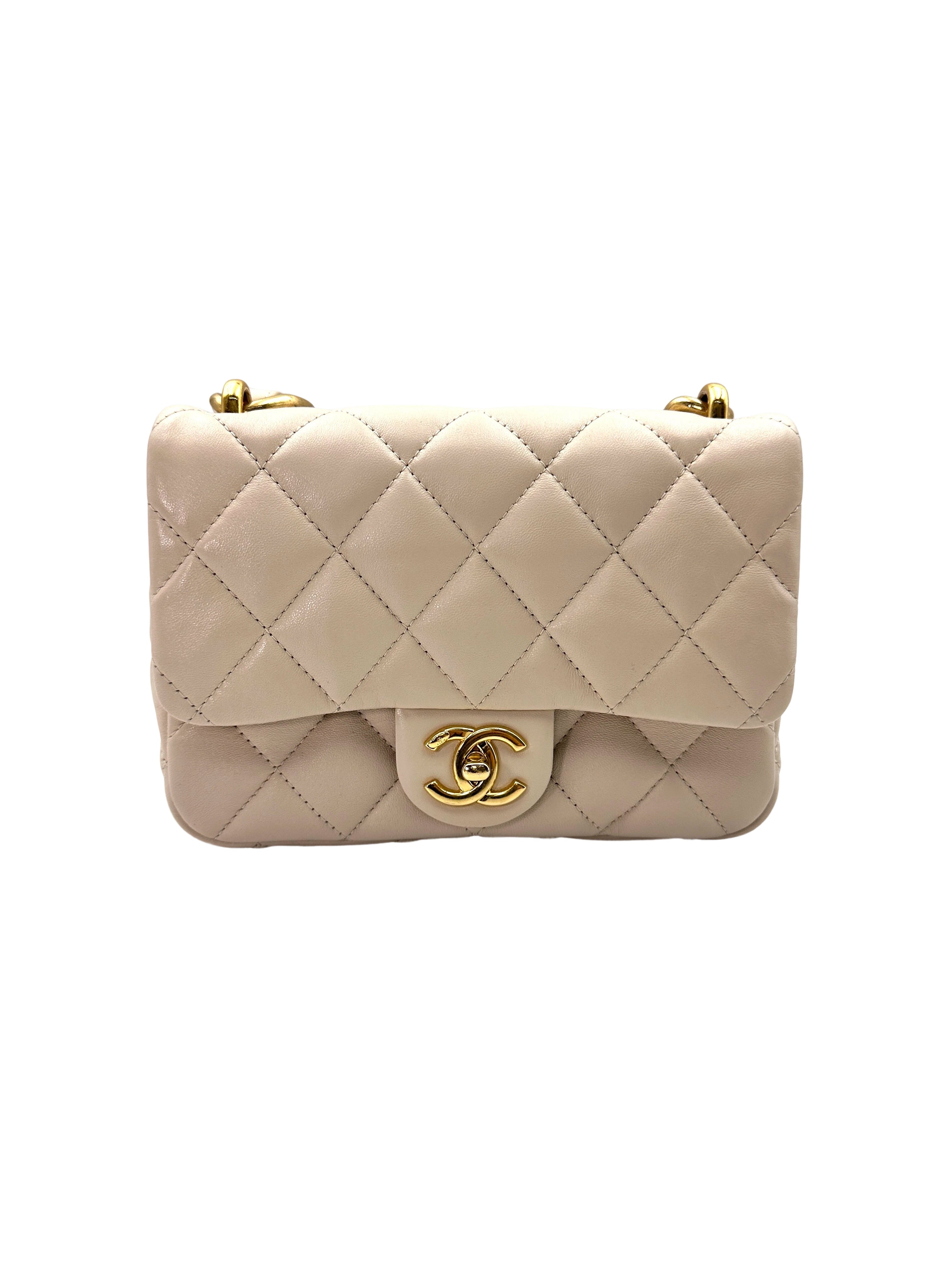 Chanel 23P Beige Quilted Leather Flap Bag With Gold Hardware(J8***31) IRIS144