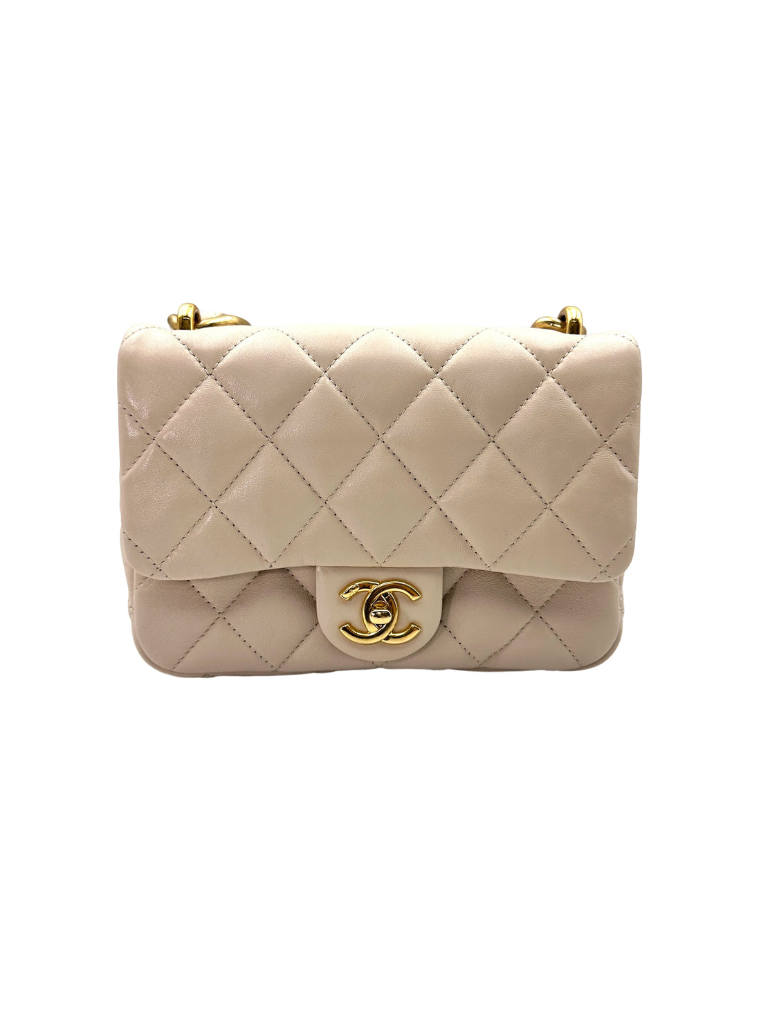 Chanel 23P Beige Quilted Leather Flap Bag With Gold Hardware(J8***31) IRIS144