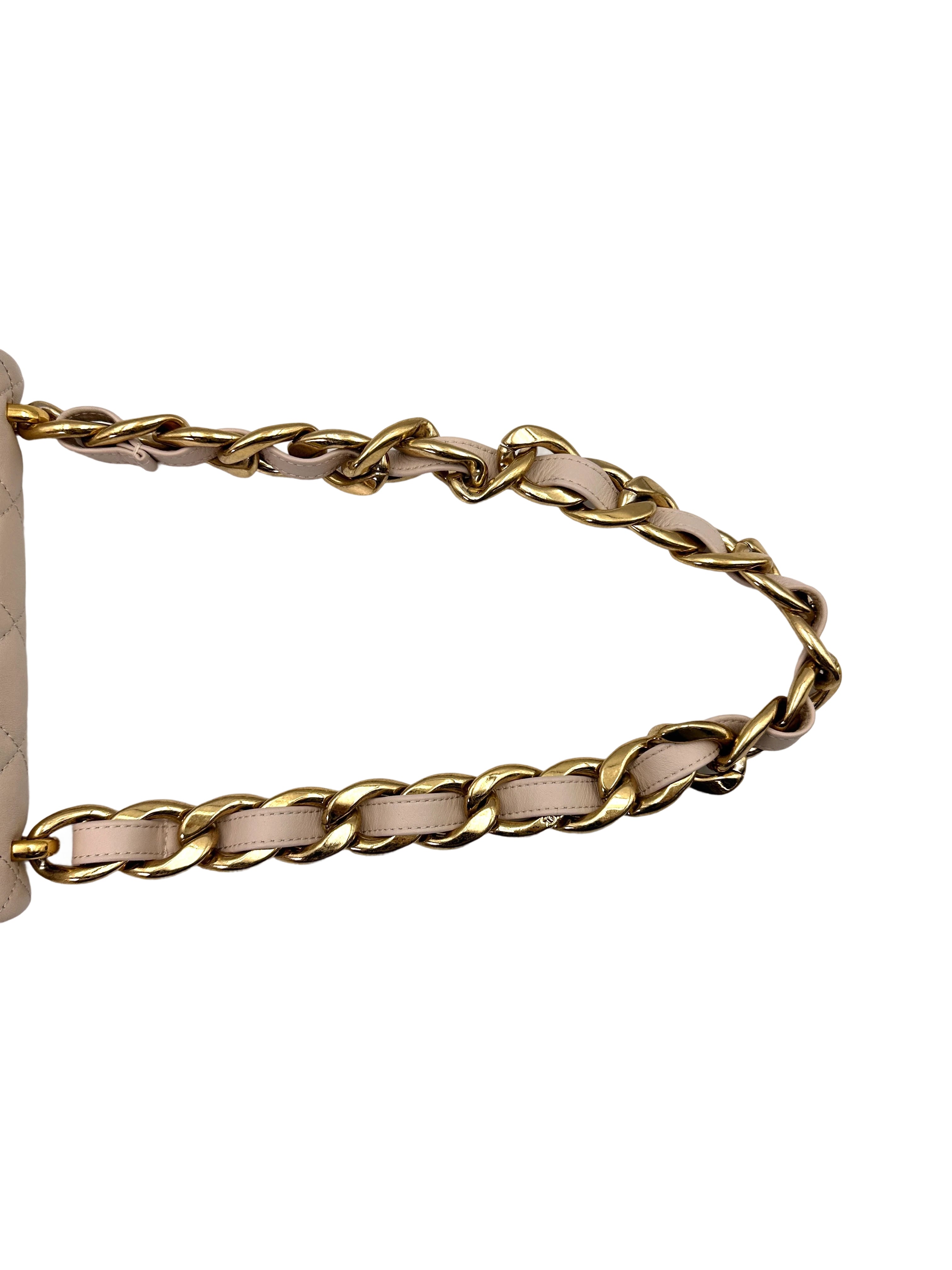 Chanel 23P Beige Quilted Leather Flap Bag With Gold Hardware(J8***31) IRIS144