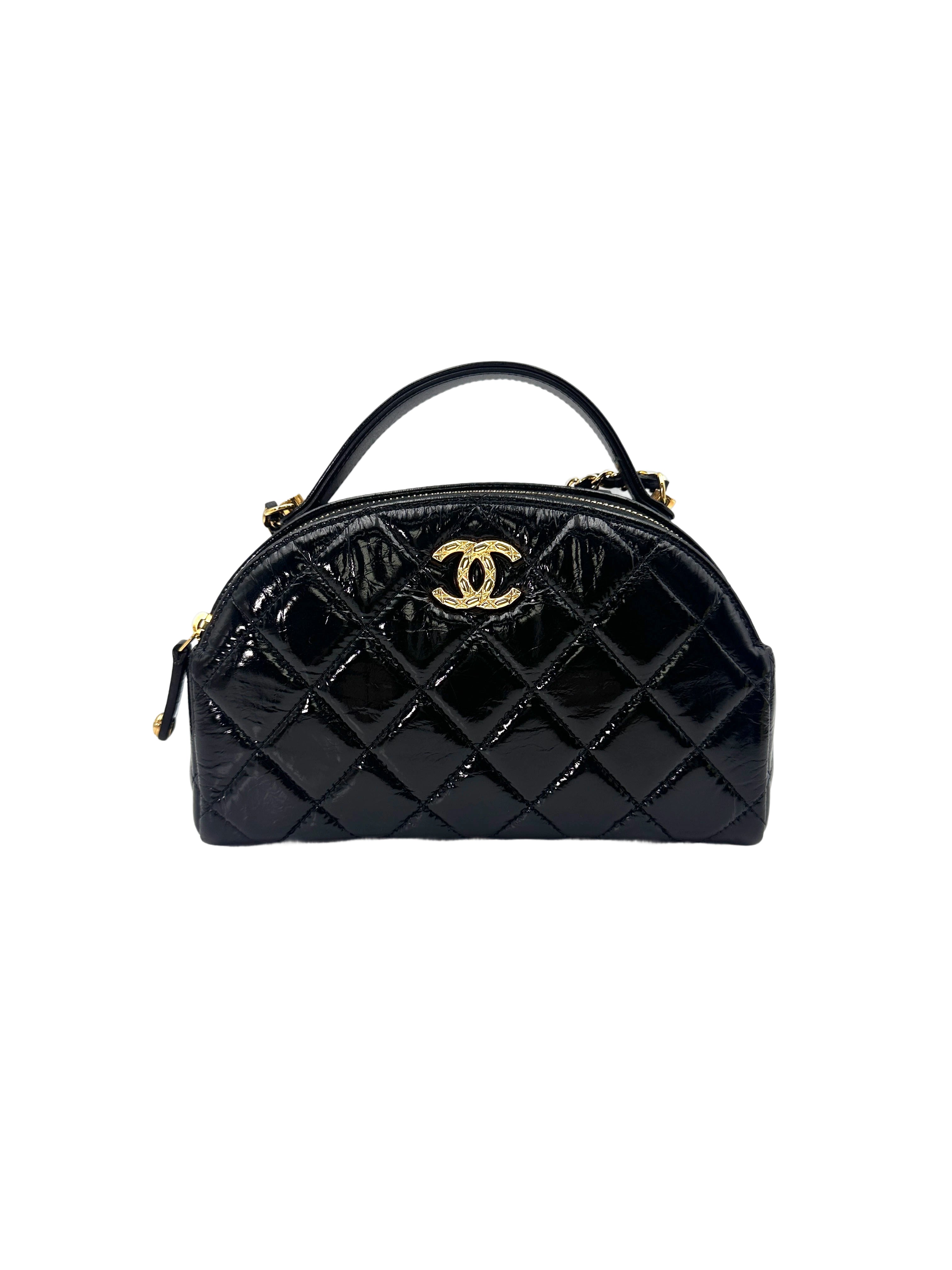 Chanel 23K Black Quilted Leather Riviera Top Handle Bag(EN***CL) CC1727