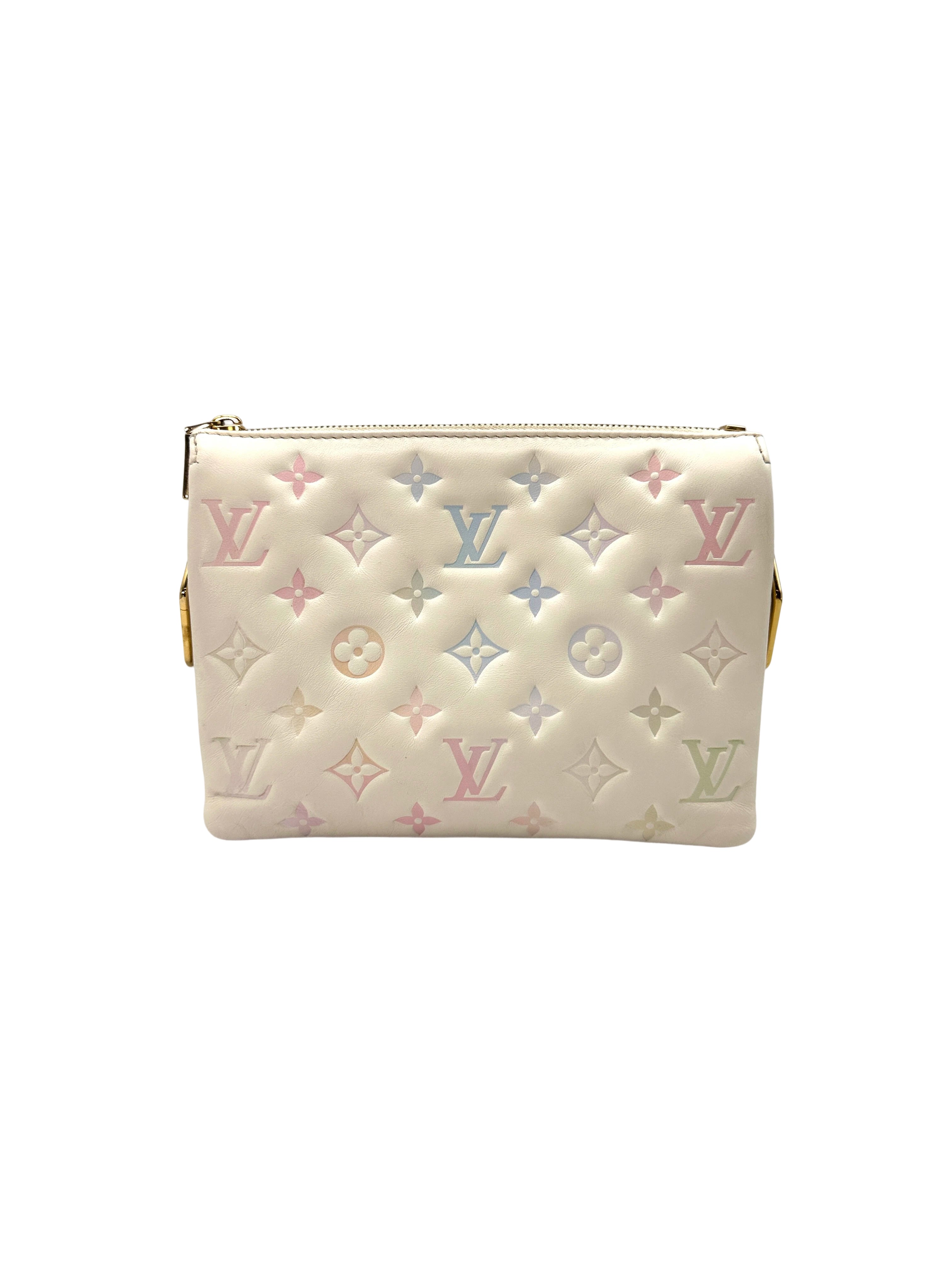 Louis Vuitton Coussin Milky Way White Monogram Embossed Puffy Leather Shoulder Bag LV2401
