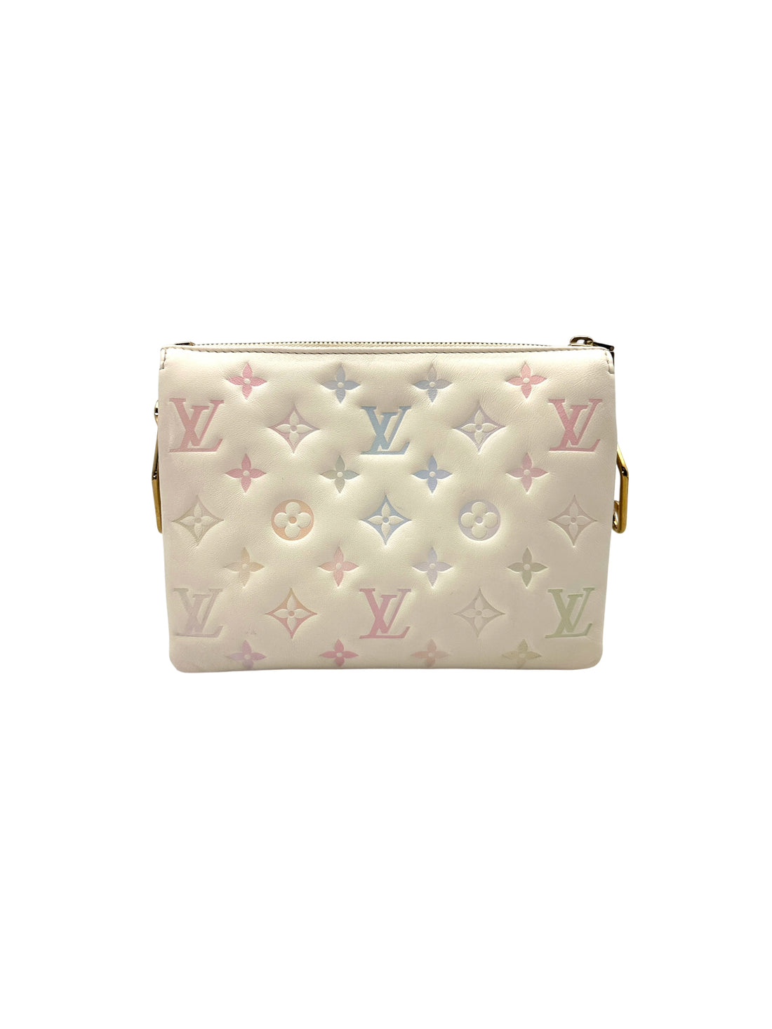 Louis Vuitton Coussin Milky Way White Monogram Embossed Puffy Leather Shoulder Bag LV2401