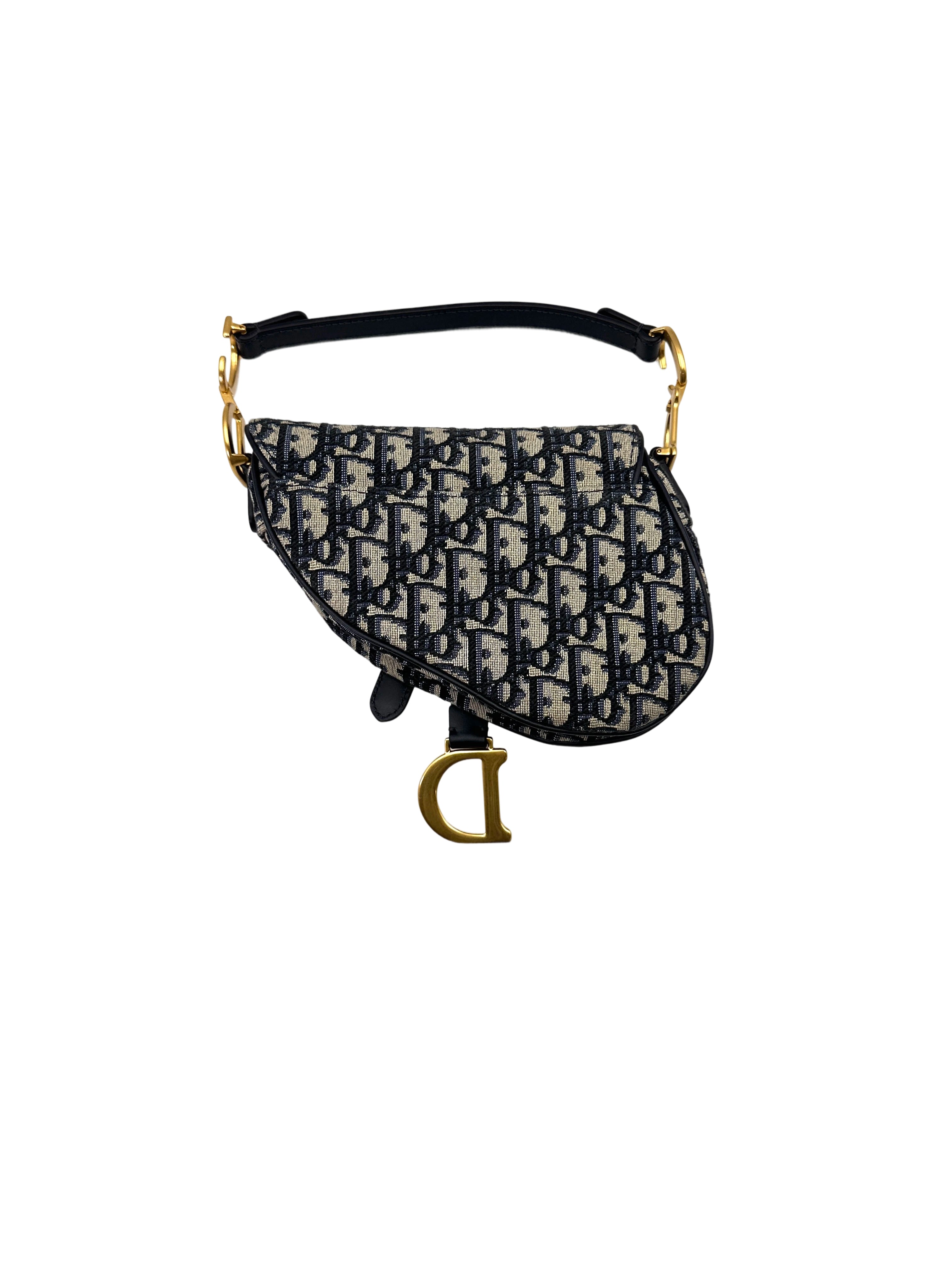 Christian Dior Oblique Black Jacquard Small Size Saddle Bag DR659