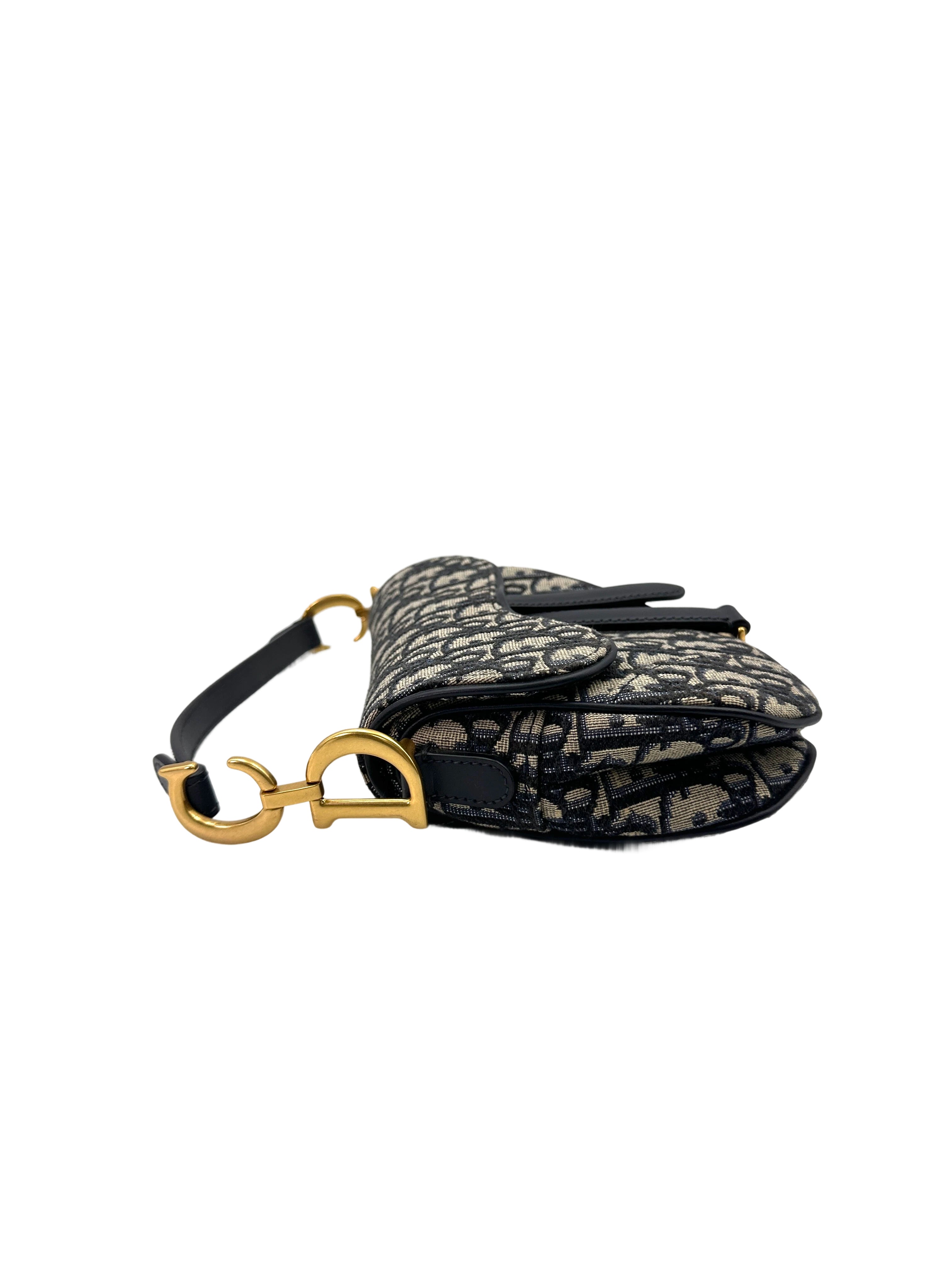 Christian Dior Oblique Black Jacquard Small Size Saddle Bag DR659