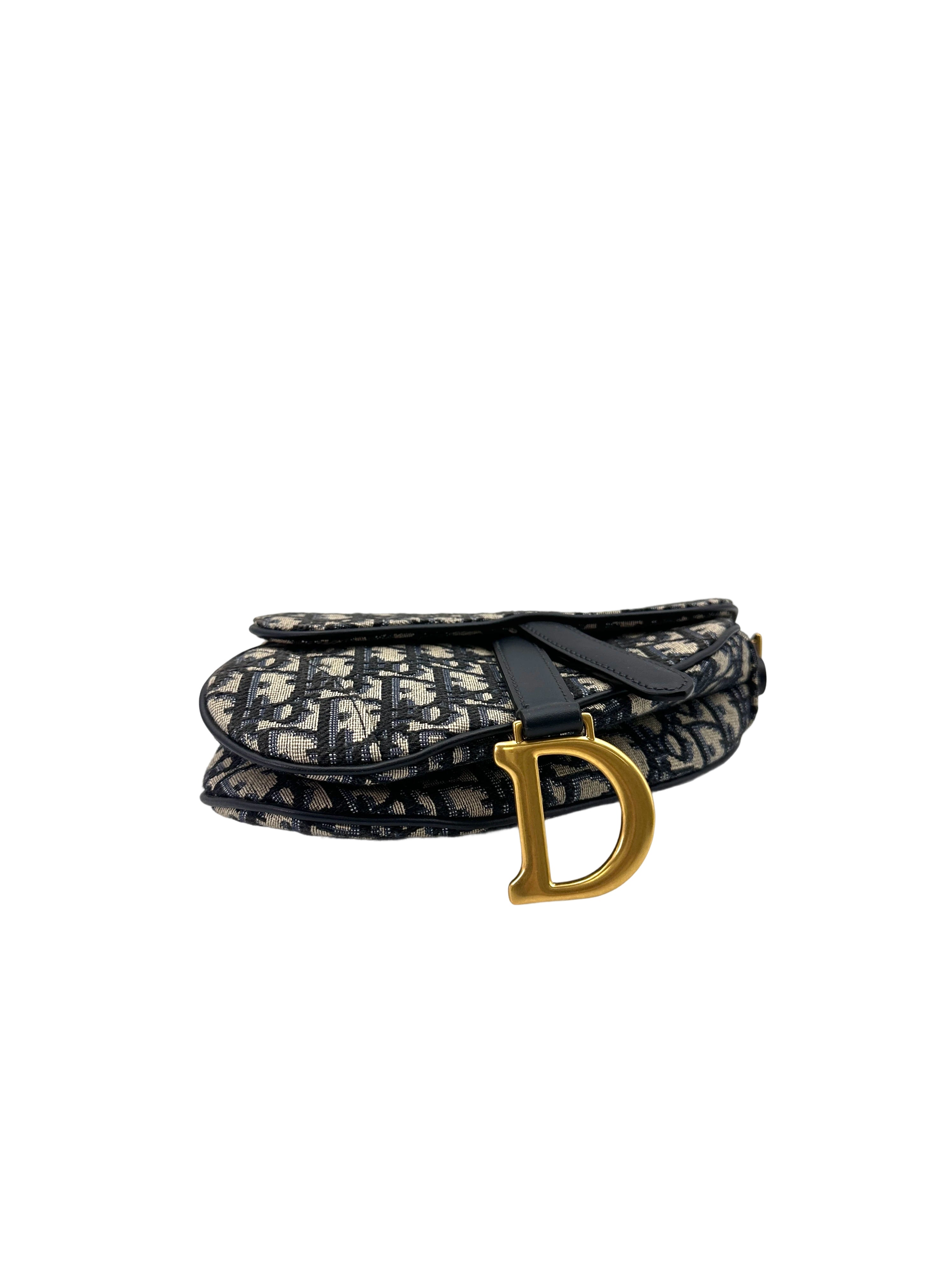Christian Dior Oblique Black Jacquard Small Size Saddle Bag DR659