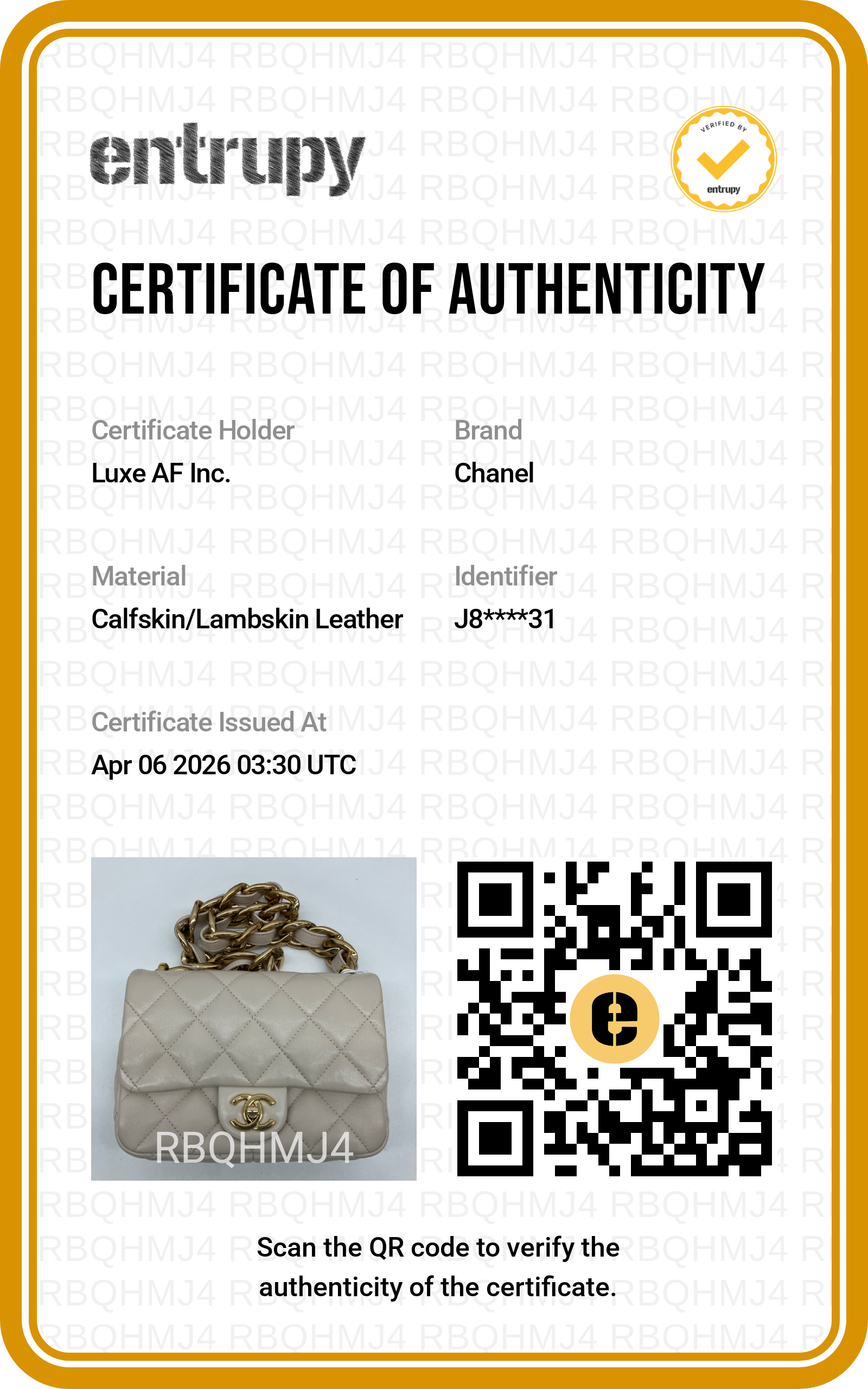 Chanel 23P Beige Quilted Leather Flap Bag With Gold Hardware(J8***31) IRIS144