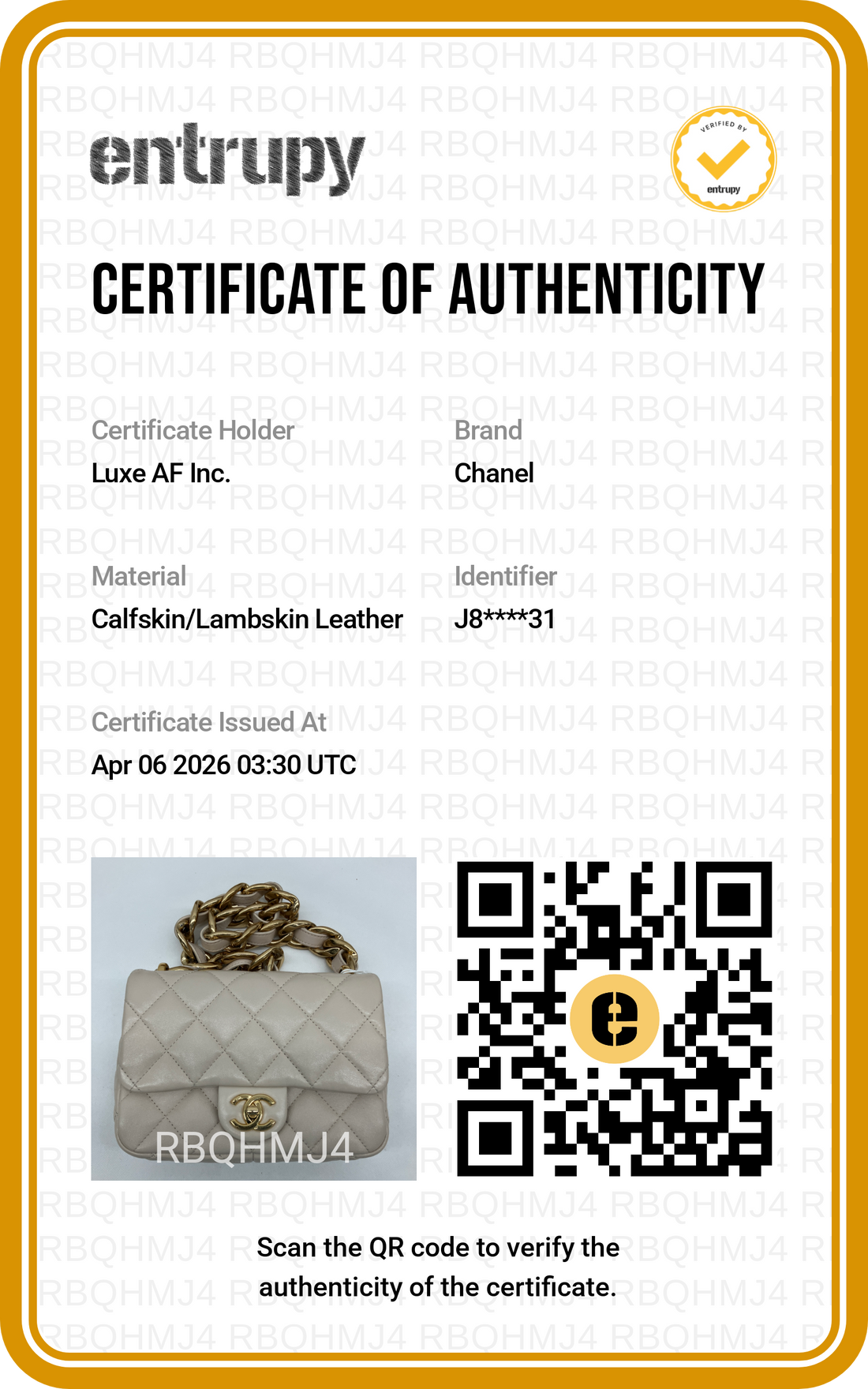 Chanel 23P Beige Quilted Leather Flap Bag With Gold Hardware(J8***31) IRIS144