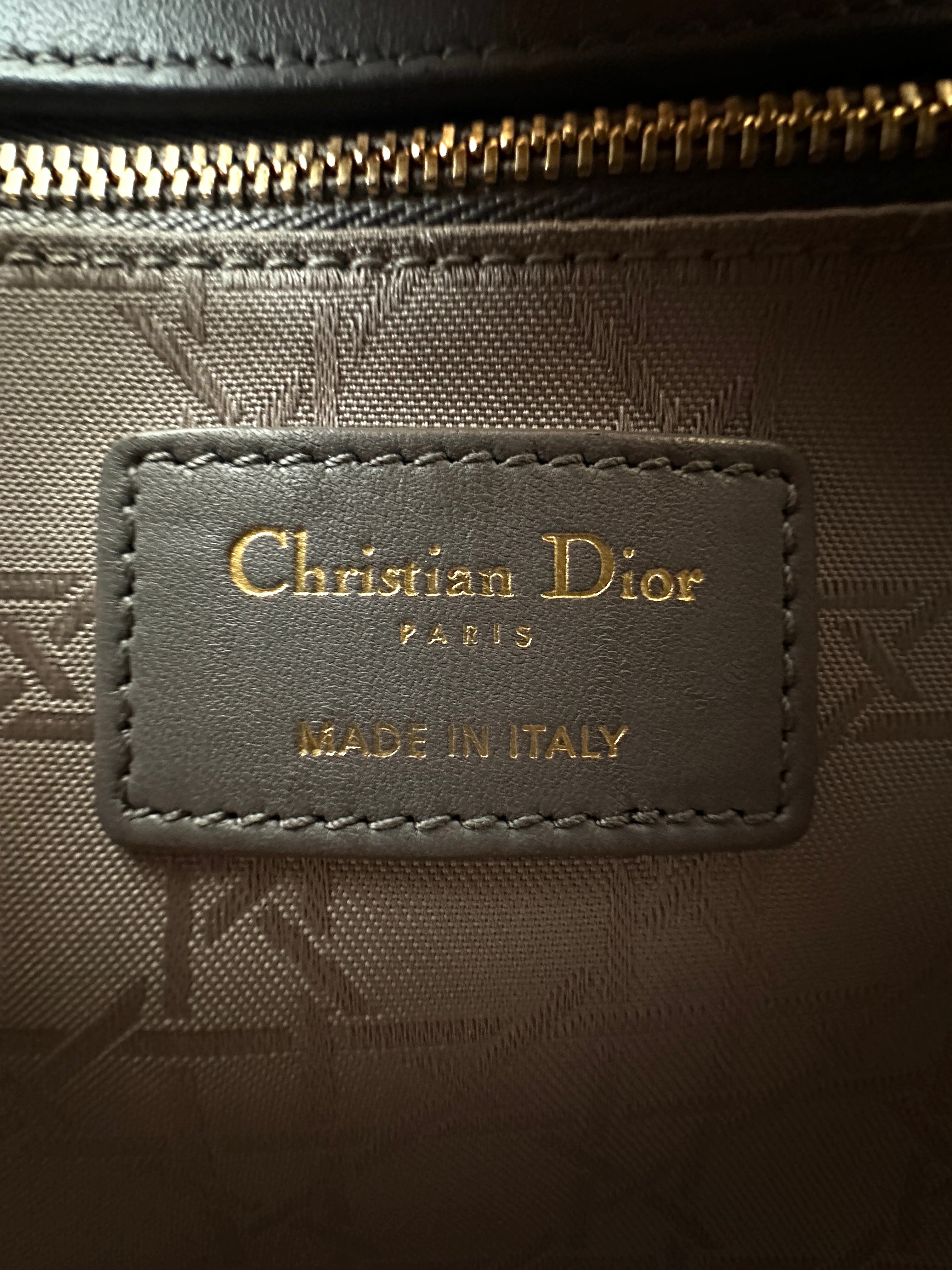 Christian Dior Lady Dior Grey Cannage Leather Handle Bag With Customizable Shoulder Strap DR662