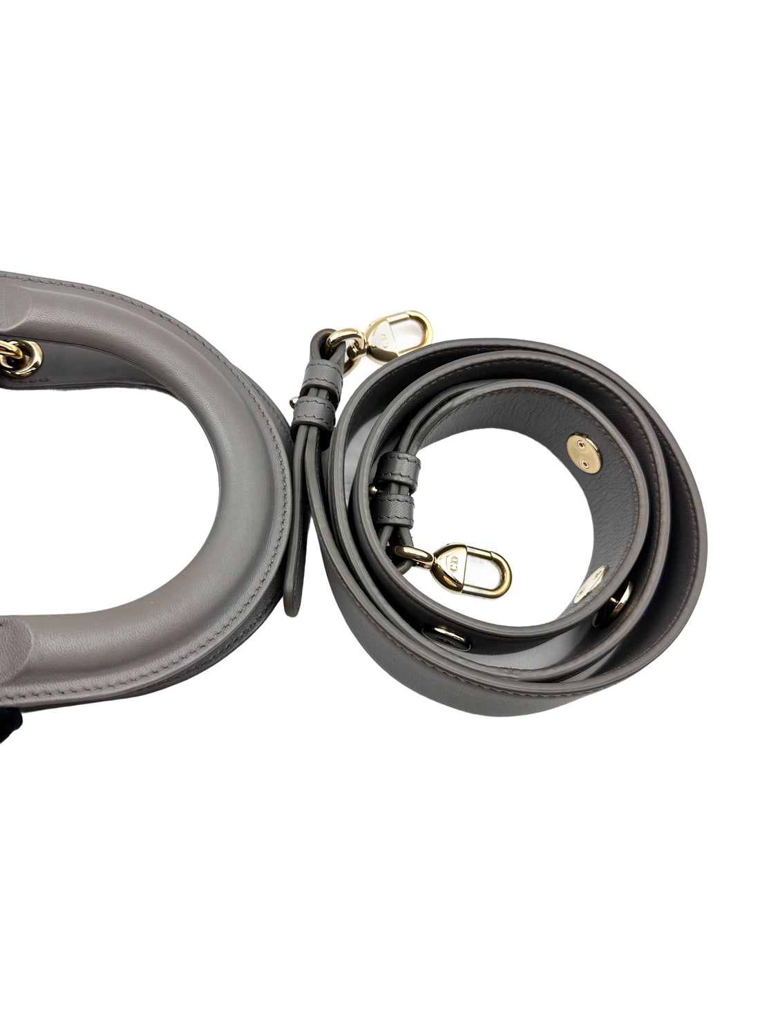 Christian Dior Lady Dior Grey Cannage Leather Handle Bag With Customizable Shoulder Strap DR662