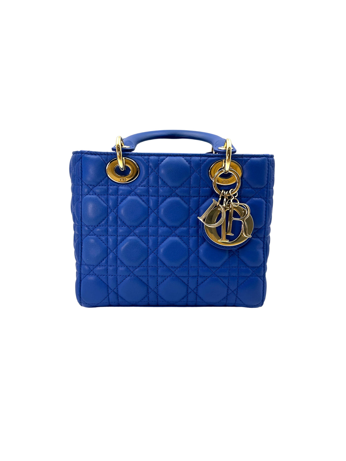 Christian Dior Lady Dior Blue Cannage Leather Handle Bag With Customizable Shoulder Strap DR663