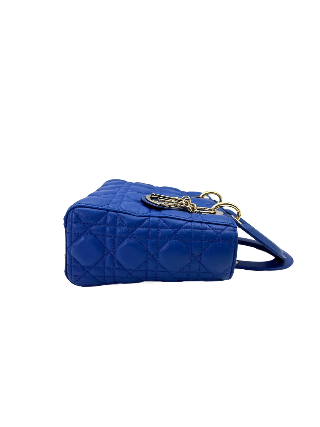 Christian Dior Lady Dior Blue Cannage Leather Handle Bag With Customizable Shoulder Strap DR663