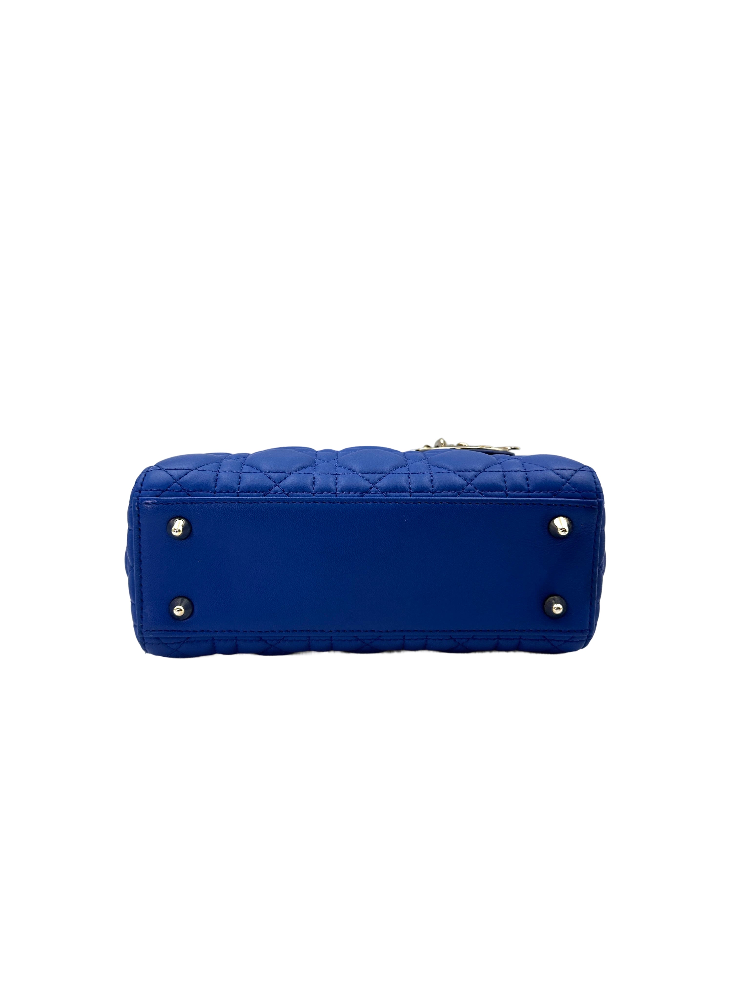 Christian Dior Lady Dior Blue Cannage Leather Handle Bag With Customizable Shoulder Strap DR663