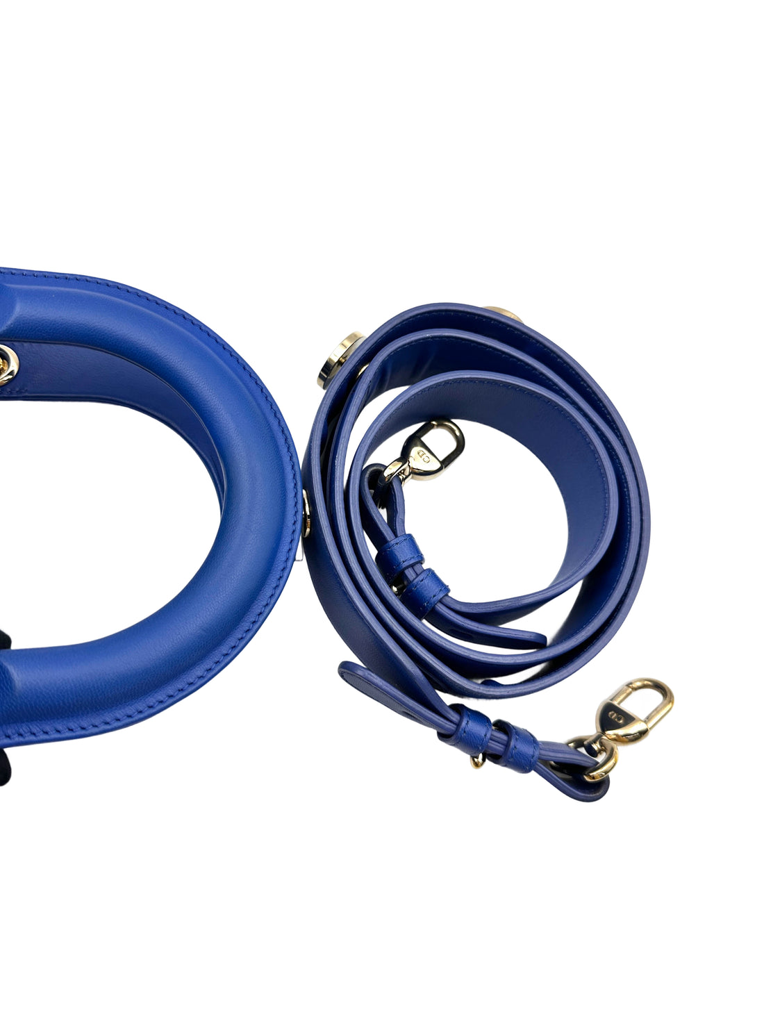 Christian Dior Lady Dior Blue Cannage Leather Handle Bag With Customizable Shoulder Strap DR663