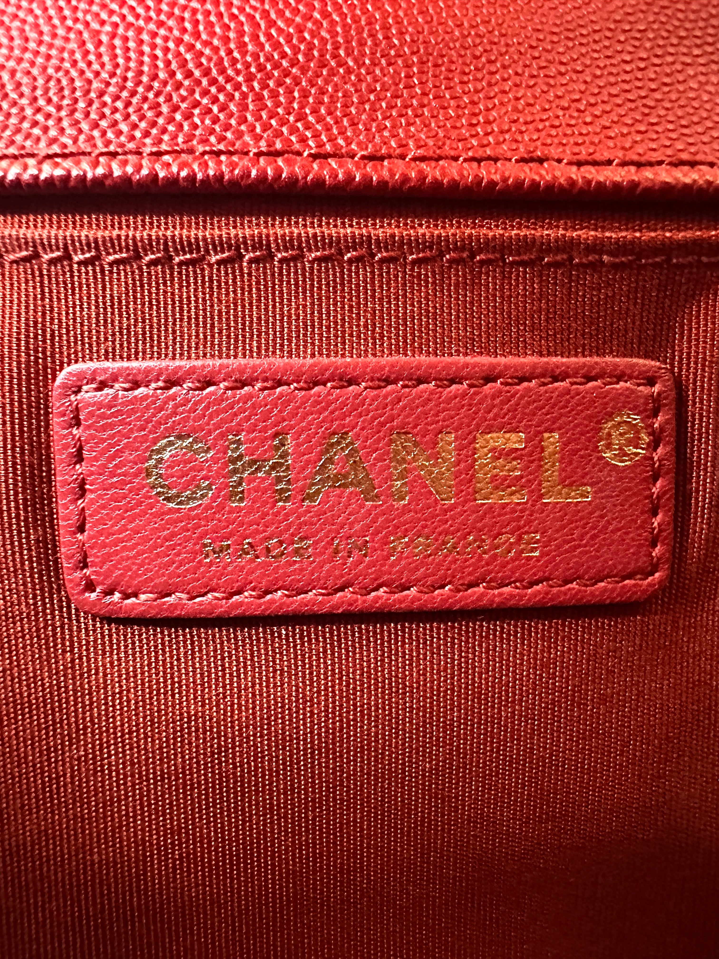 Chanel LeBoy Red Chevron Quilted Braided Leather Flap Bag With Gold Buckle(25***52) CC1729