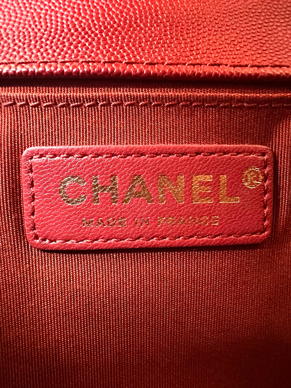 Chanel LeBoy Red Chevron Quilted Braided Leather Flap Bag With Gold Buckle(25***52) CC1729