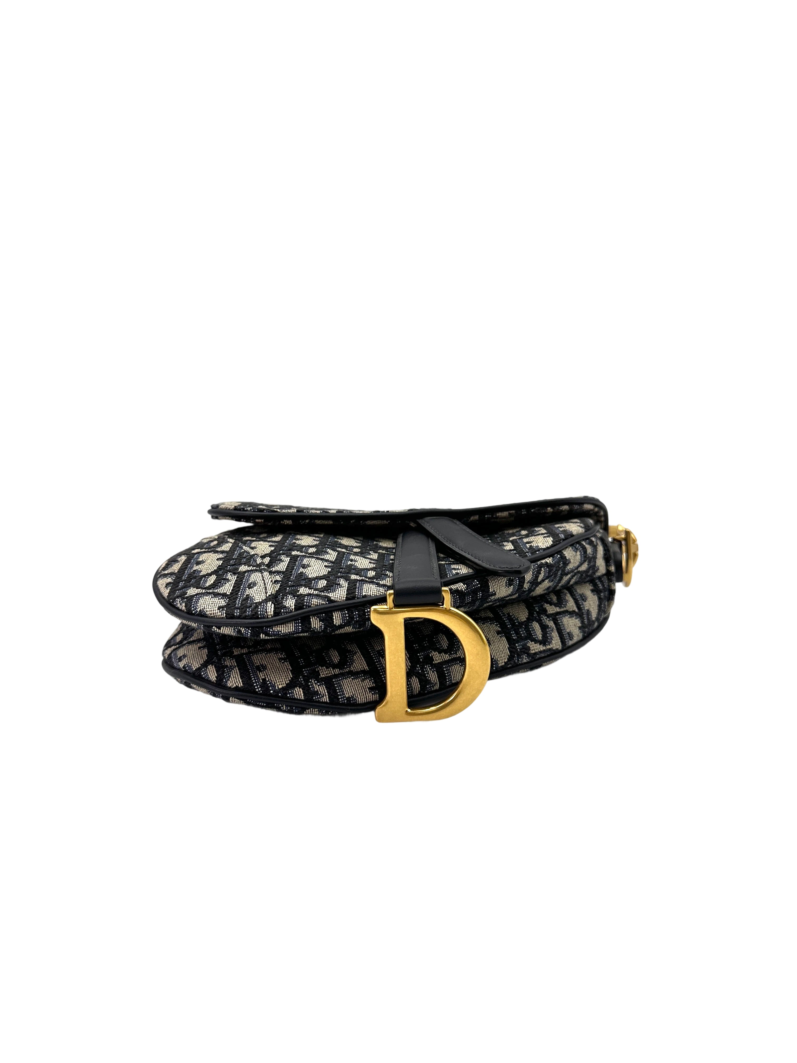 Christian Dior Oblique Black Jacquard Small Size Saddle Bag DRM260413