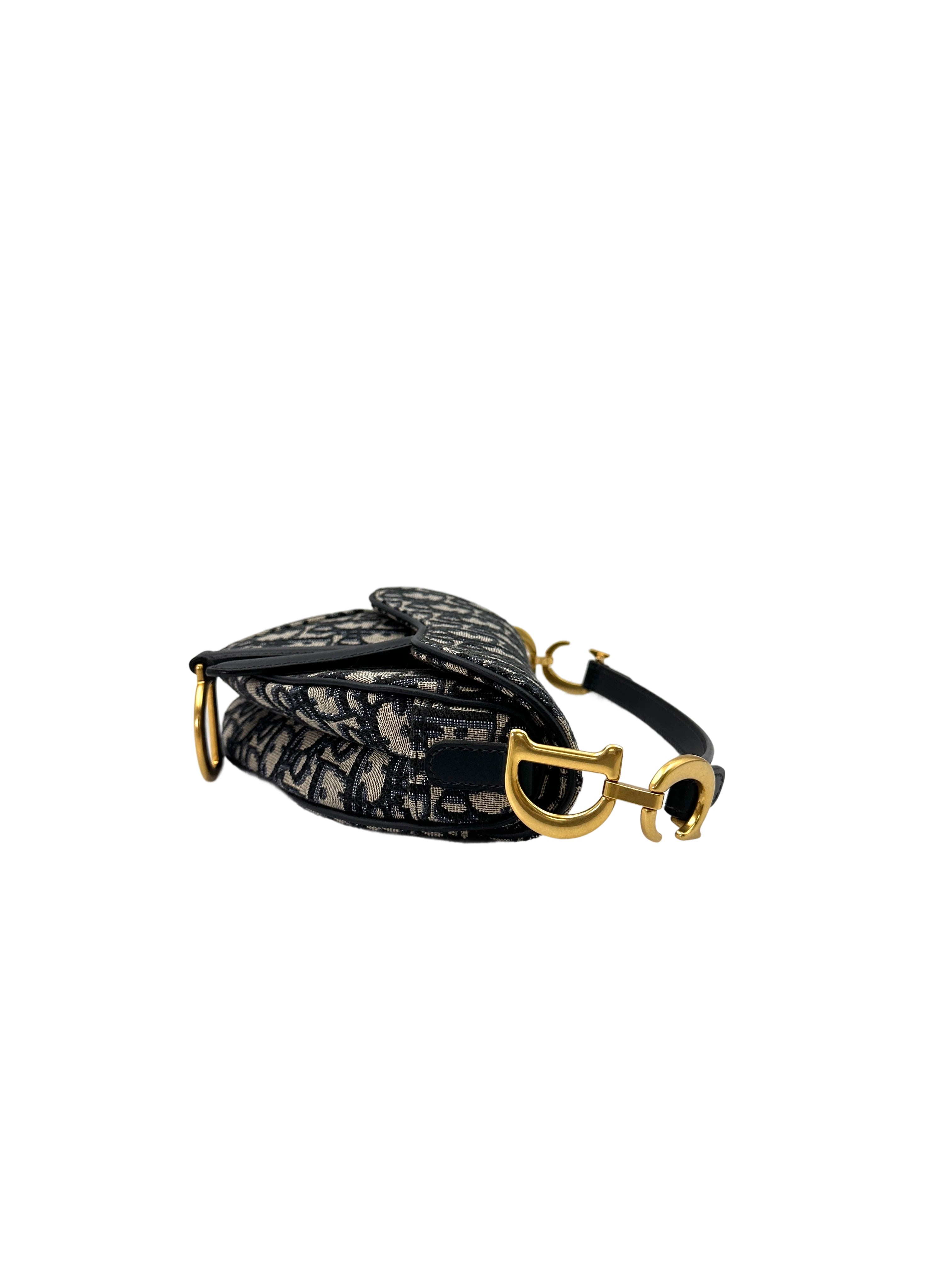 Christian Dior Oblique Black Jacquard Small Size Saddle Bag DRM260413