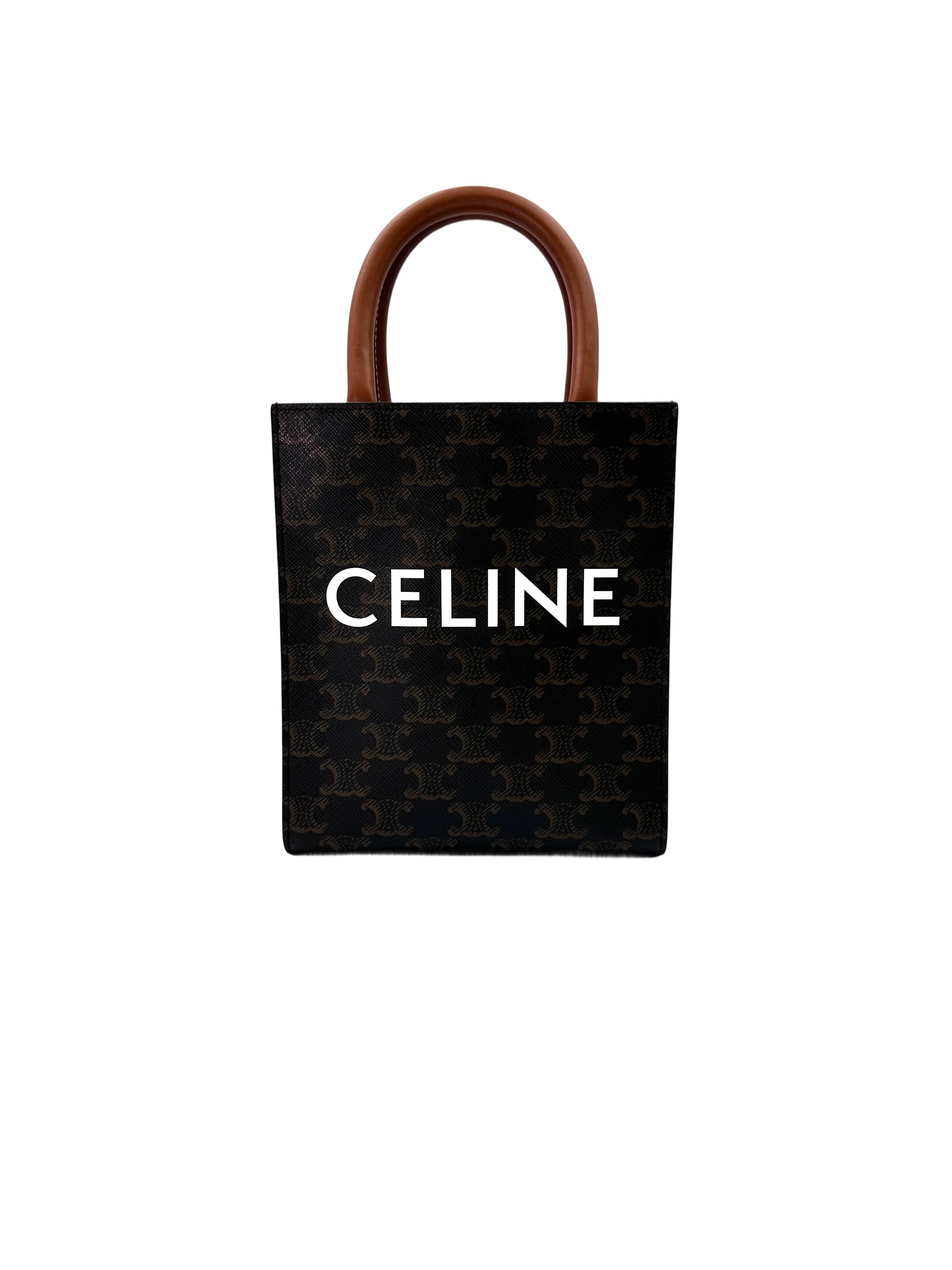Celine Vertical Cabas Triomphe Canvas Tote Handle Bag CE144
