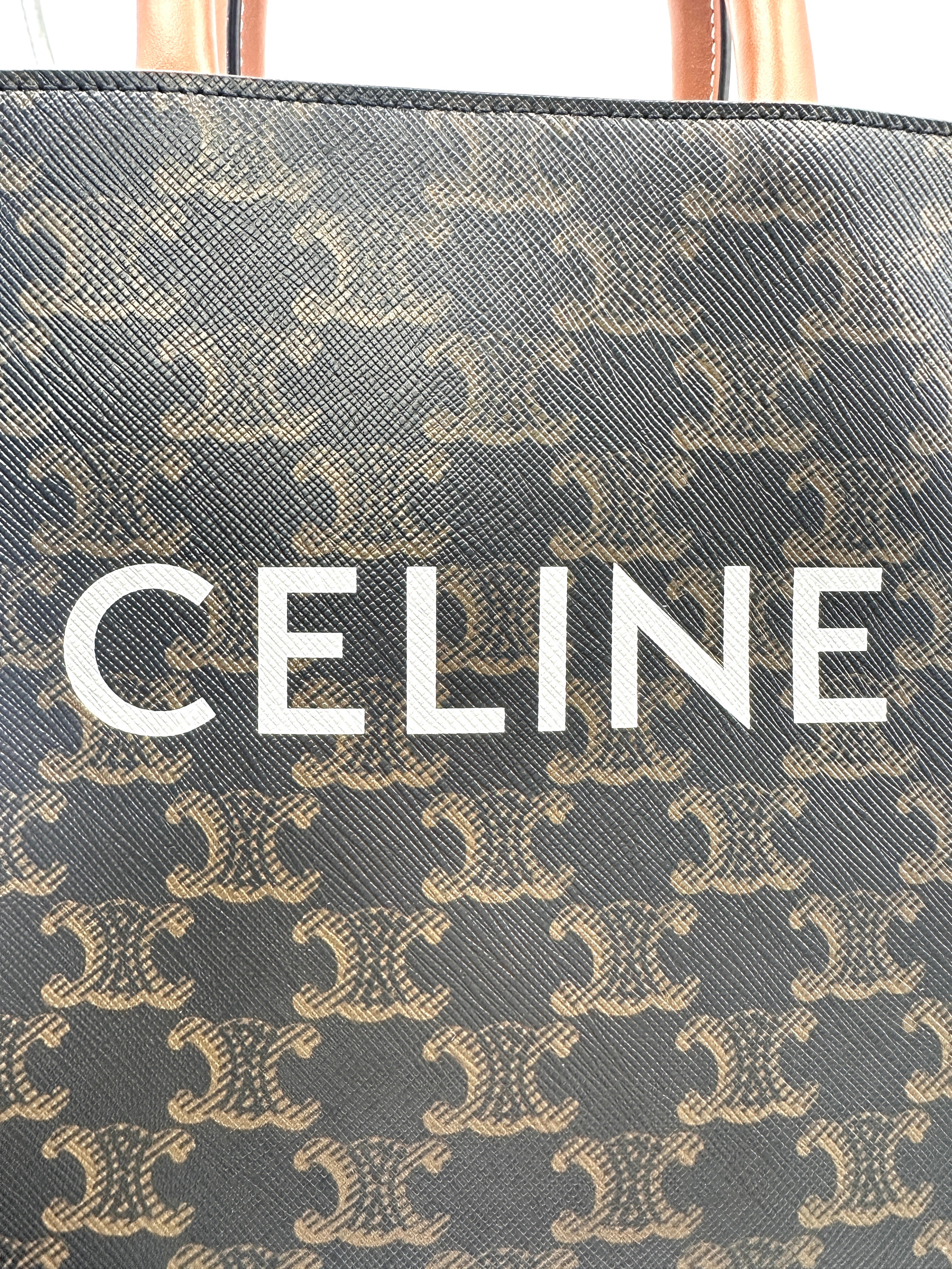Celine Vertical Cabas Triomphe Canvas Tote Handle Bag CE144