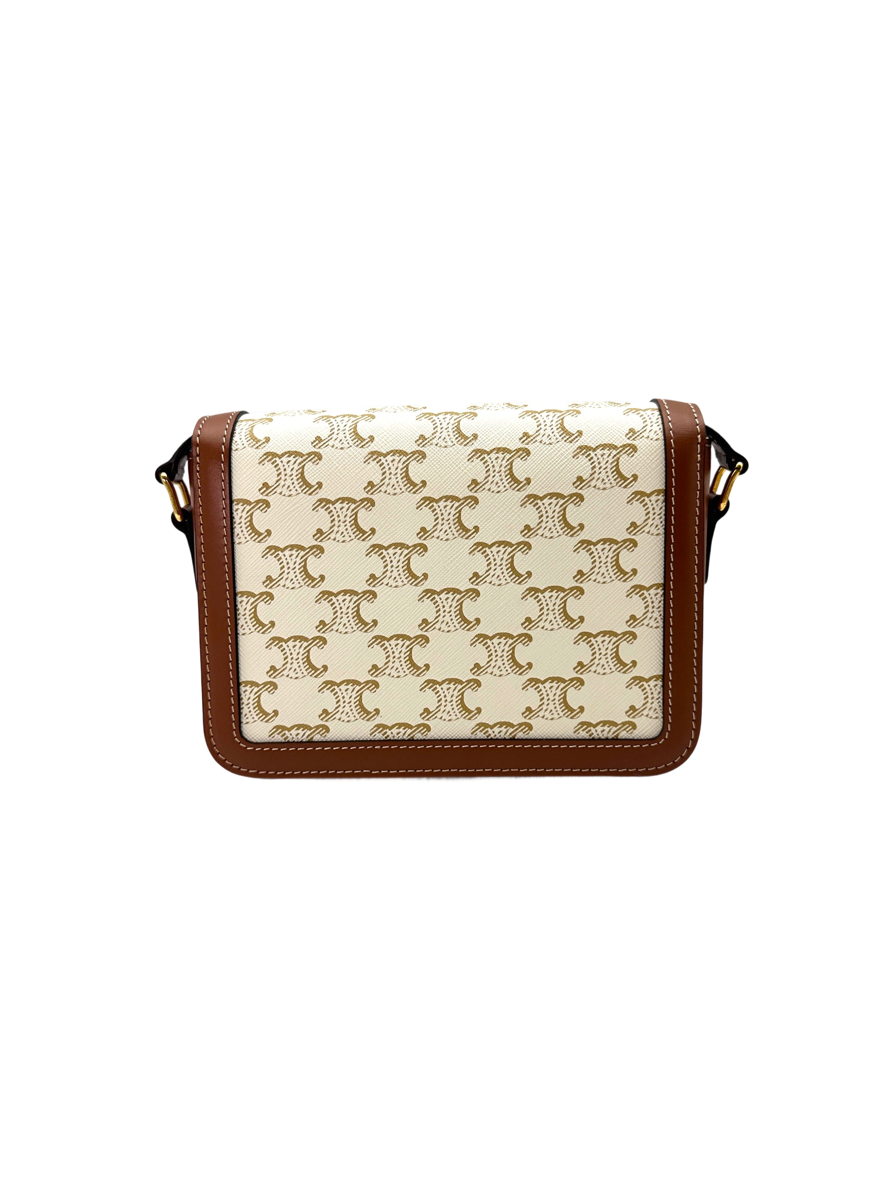 Celine Teen Triomphe White Triomphe Canvas Shoulder Bag CEC260422