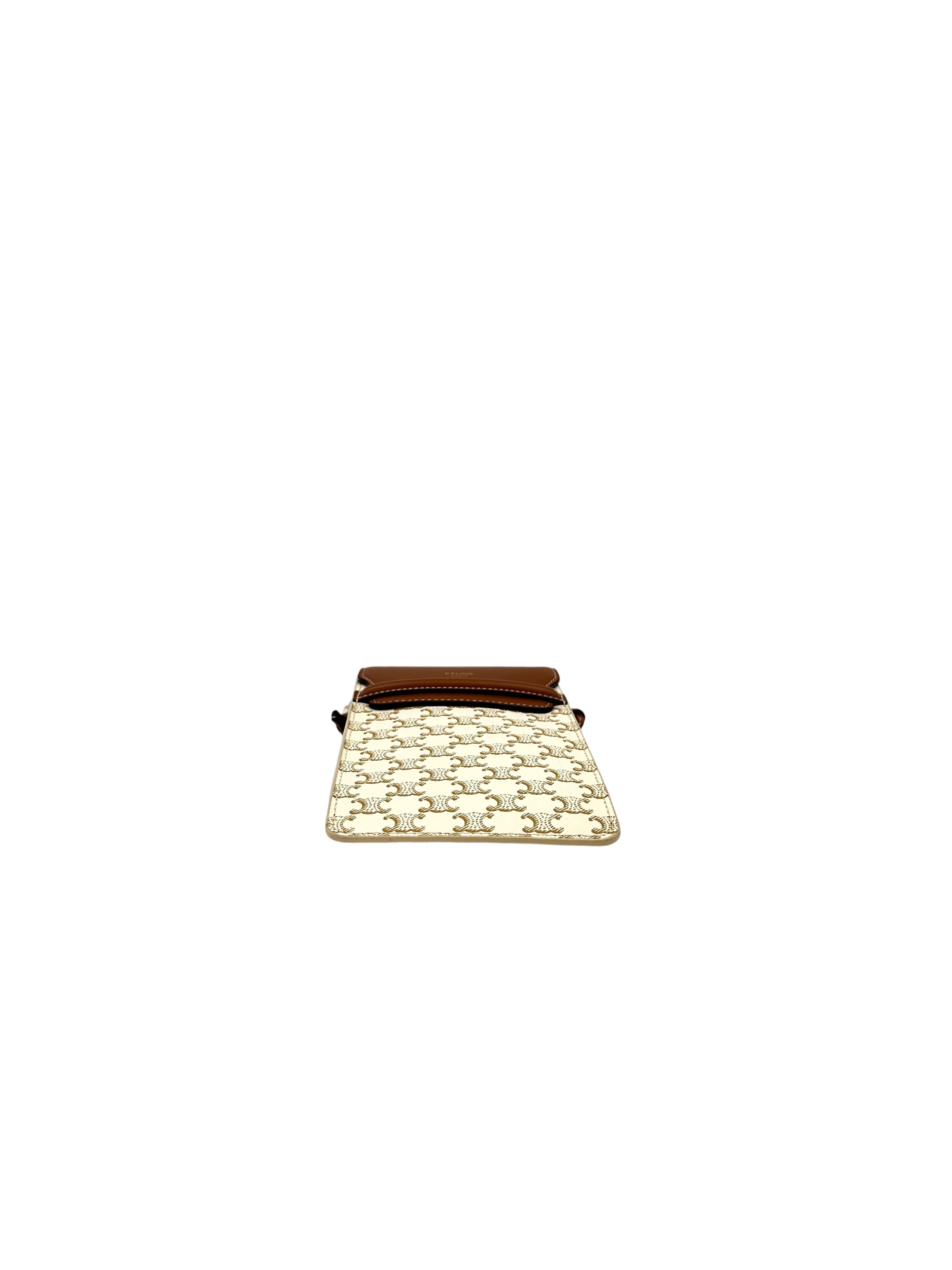 Celine White Triomphe Canvas Phone Pouch CEB260422