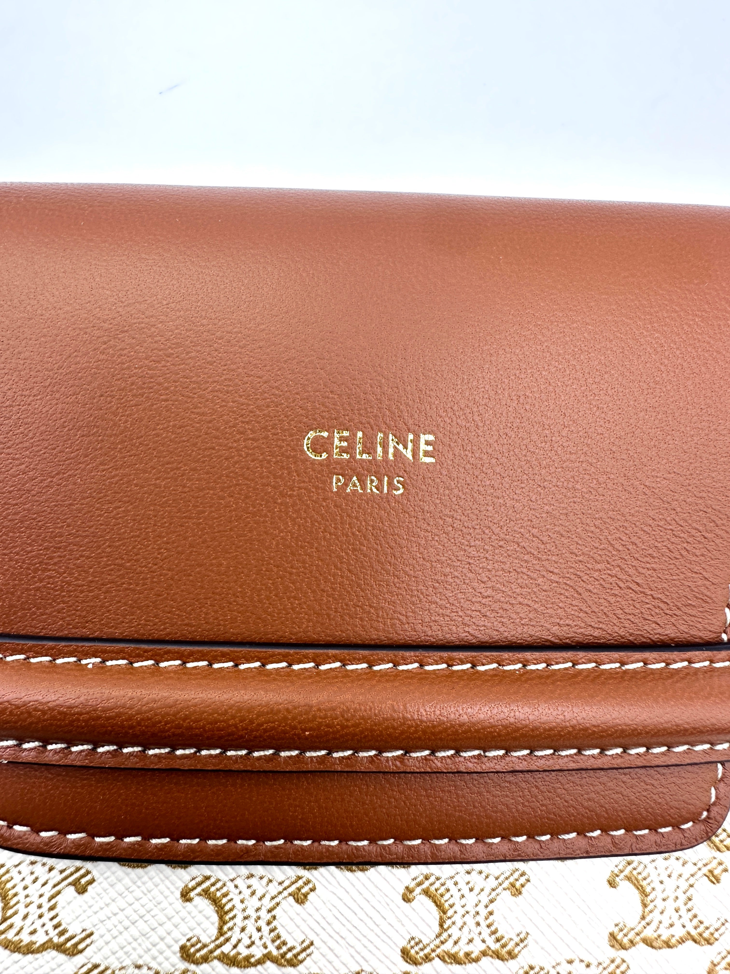 Celine White Triomphe Canvas Phone Pouch CEB260422