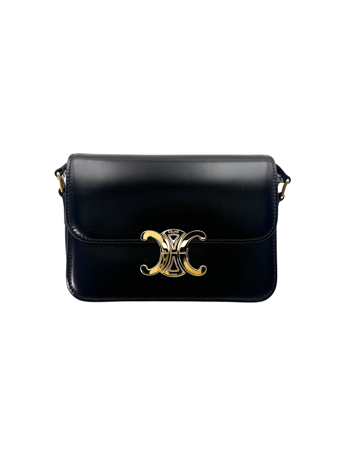 Celine Triomphe Black Leather Shoulder Bag CE148