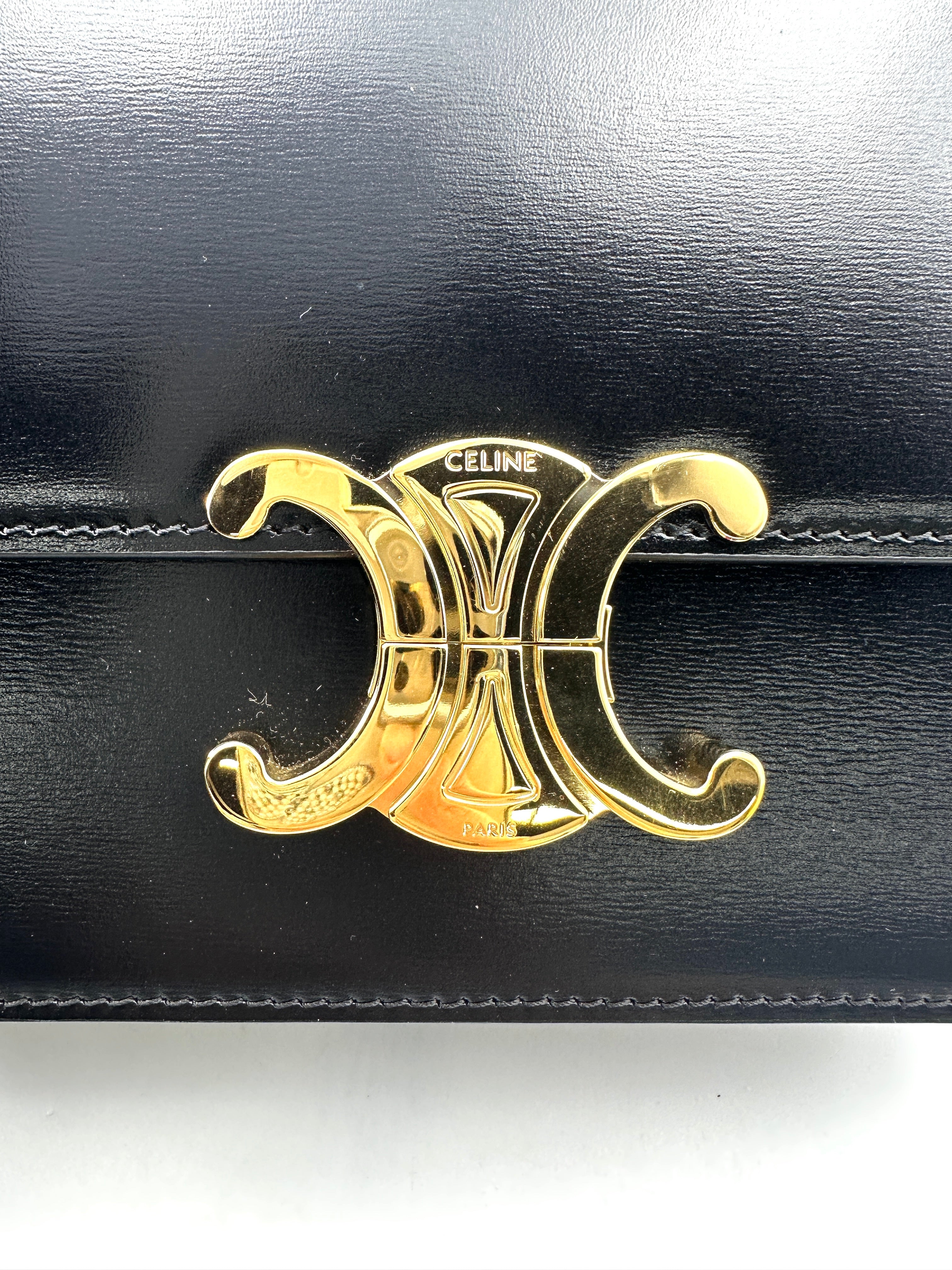 Celine Triomphe Black Leather Shoulder Bag CE148
