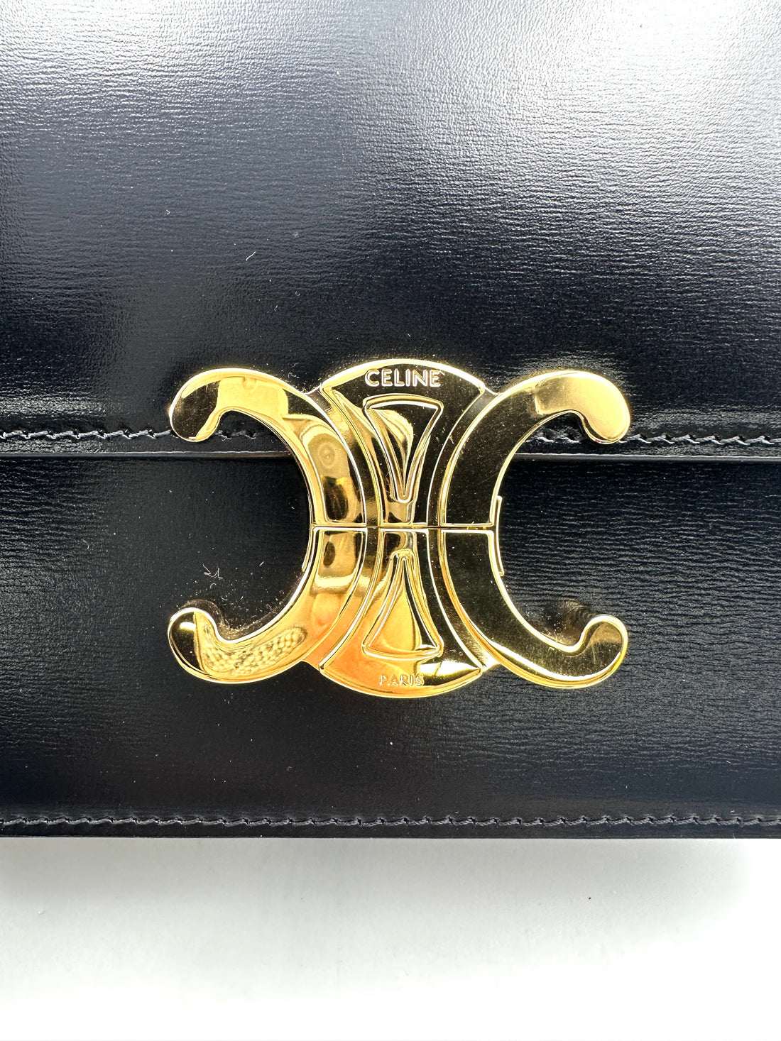 Celine Triomphe Black Leather Shoulder Bag CE148