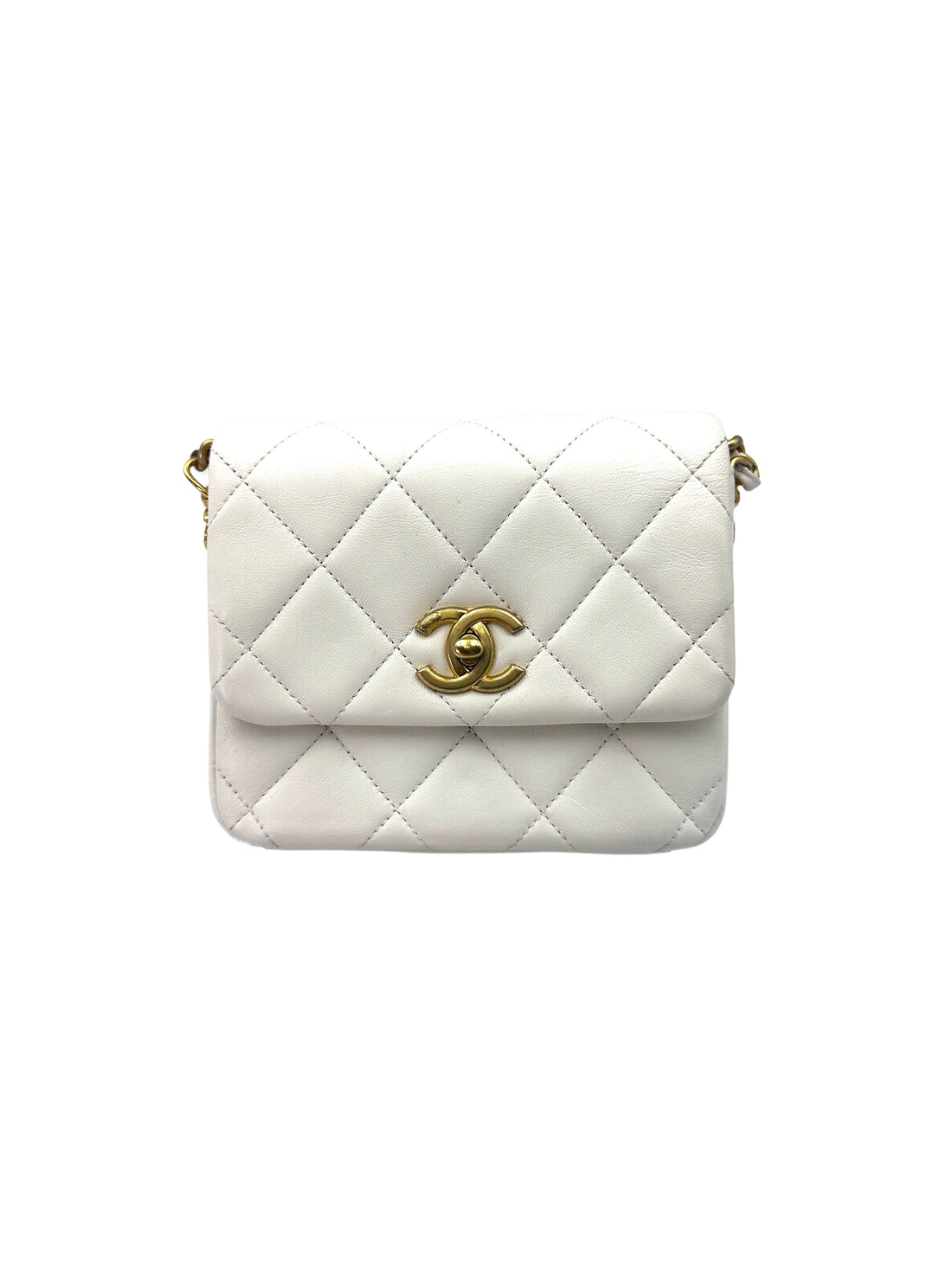 Chanel 21B White Quilted Lambskin Flap Bag With Gold Hardware(HJ***44) CC1735