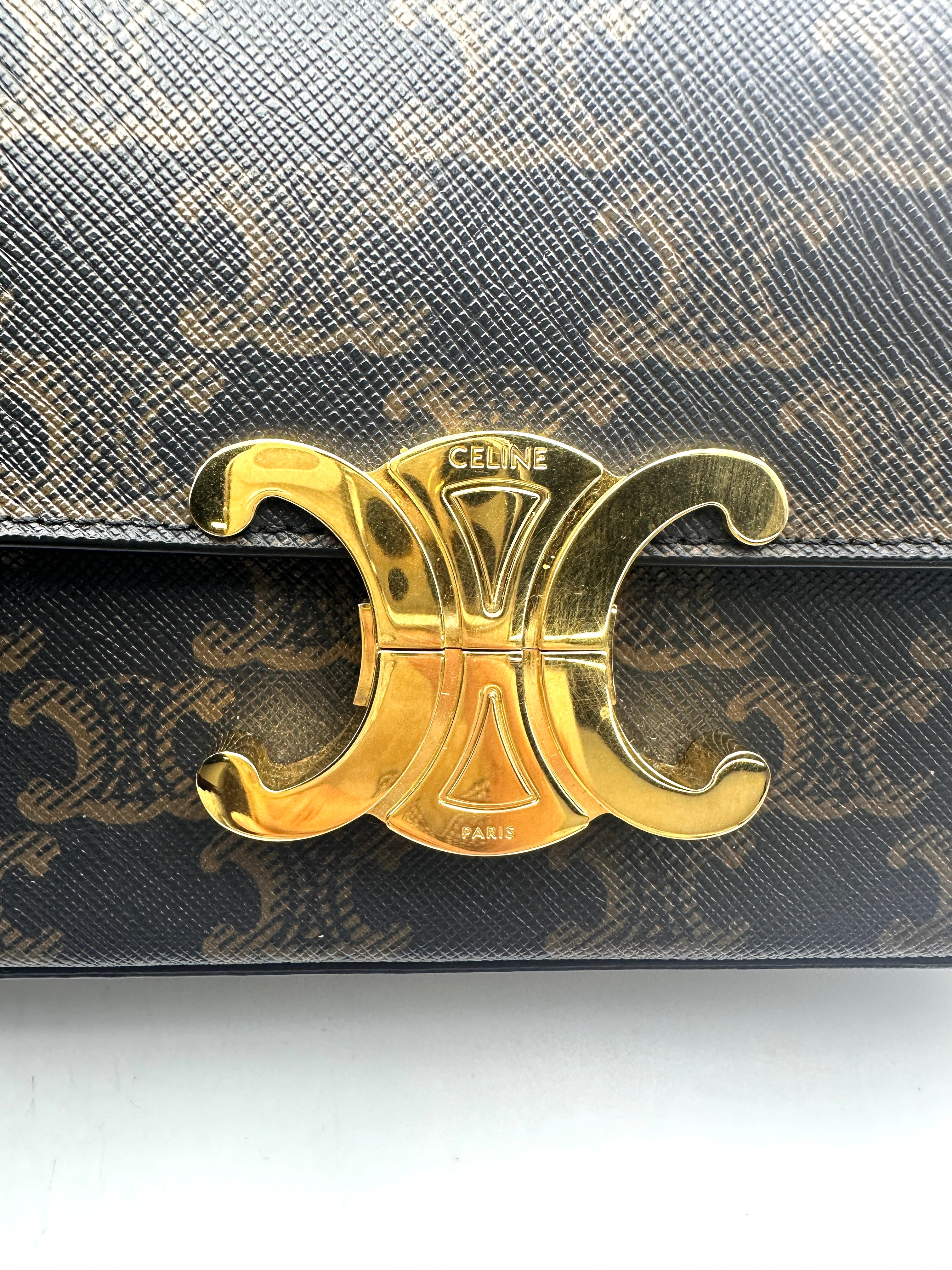 Celine Triomphe Canvas Claude Shoulder Bag CE147
