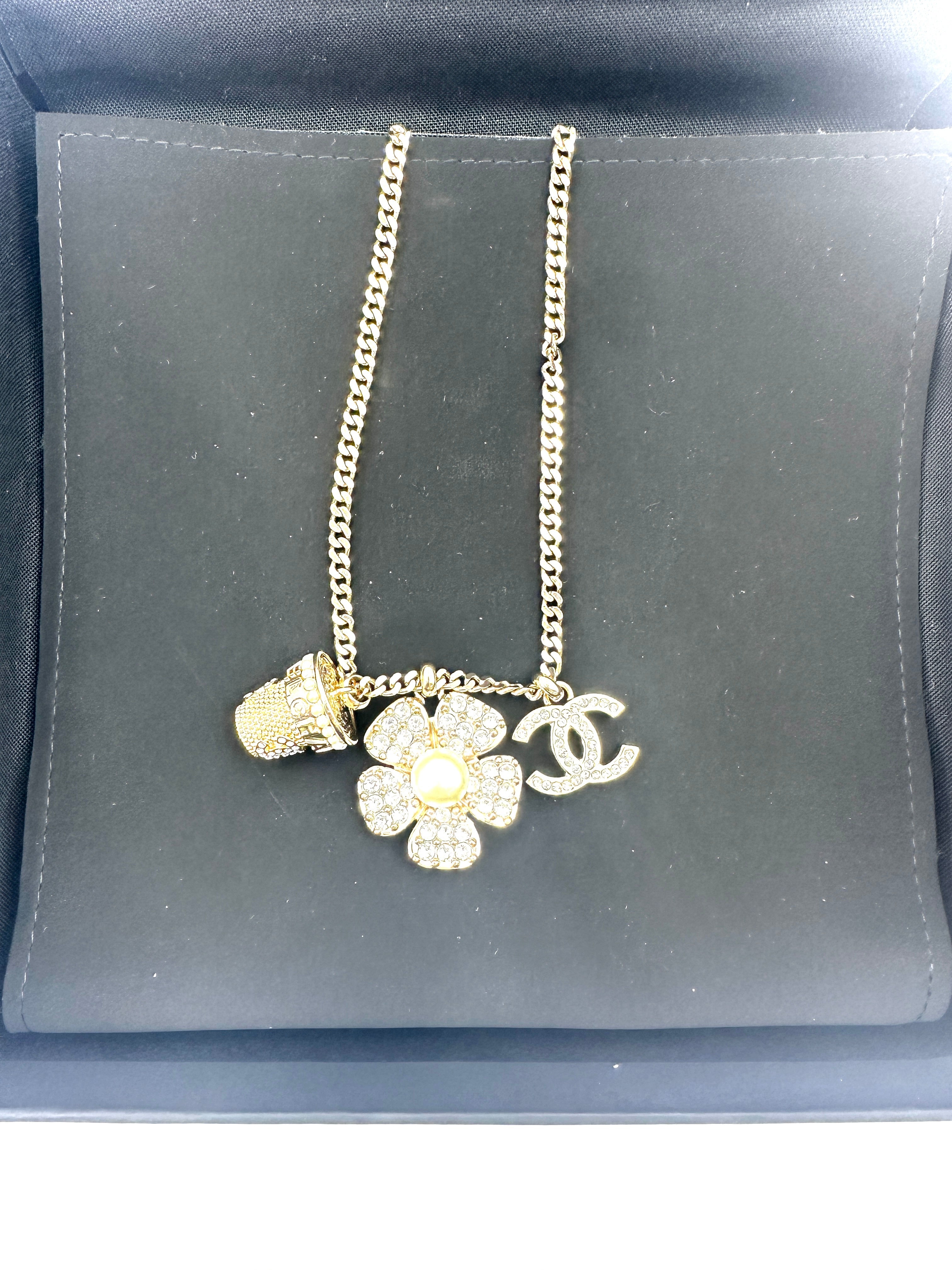 Chanel 23S CC Logo Camellia Flower Basket Pendant Long Necklace CC1731