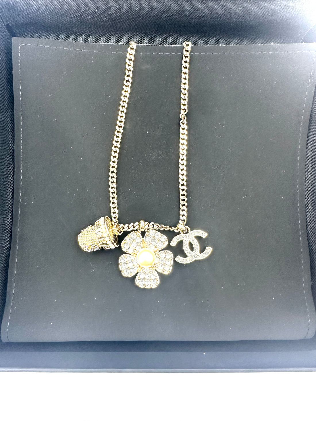 Chanel 23S CC Logo Camellia Flower Basket Pendant Long Necklace CC1731