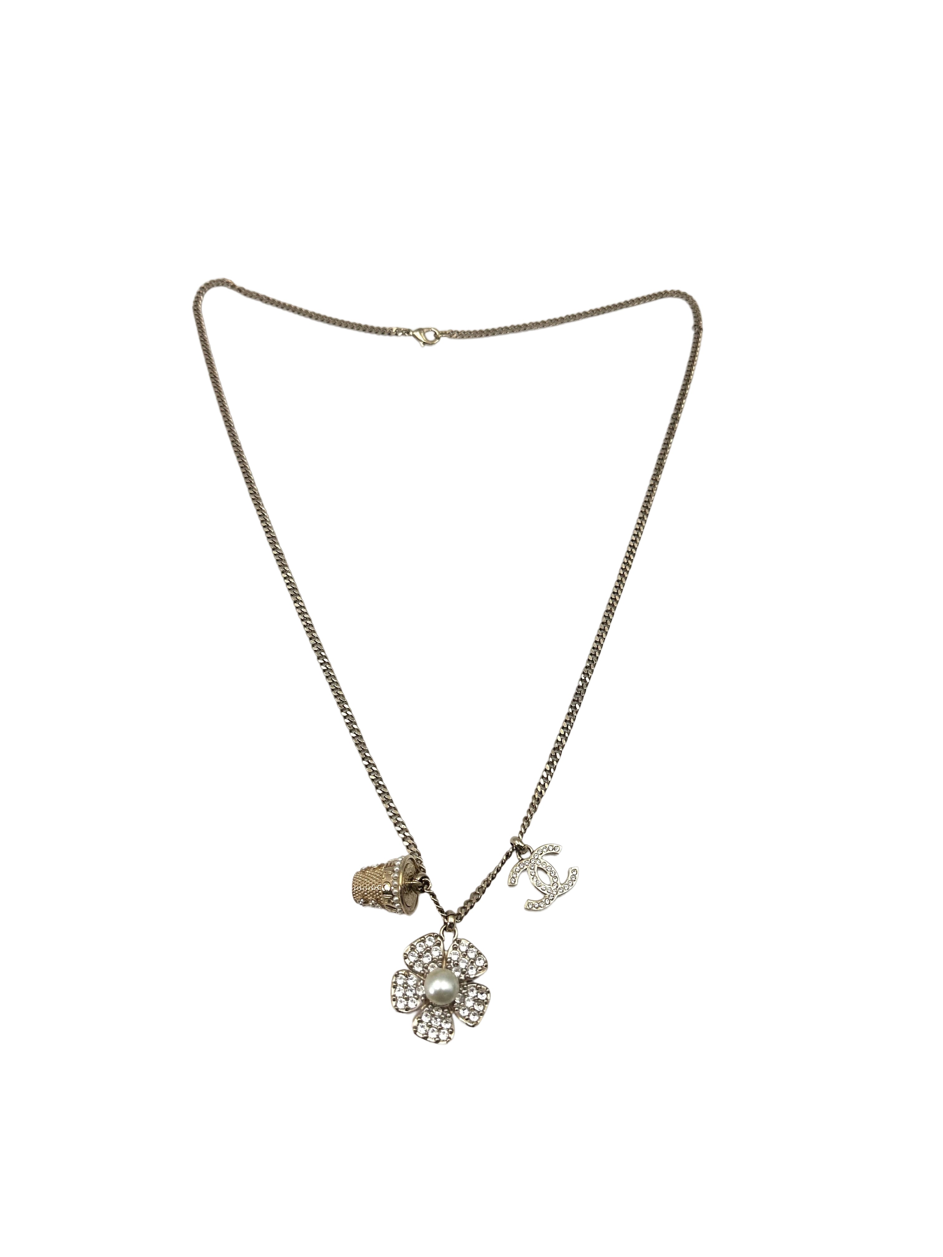Chanel 23S CC Logo Camellia Flower Basket Pendant Long Necklace CC1731