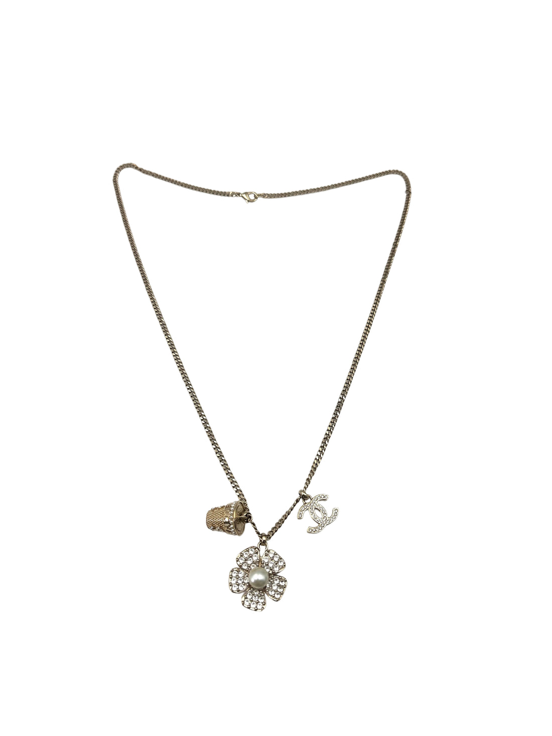 Chanel 23S CC Logo Camellia Flower Basket Pendant Long Necklace CC1731