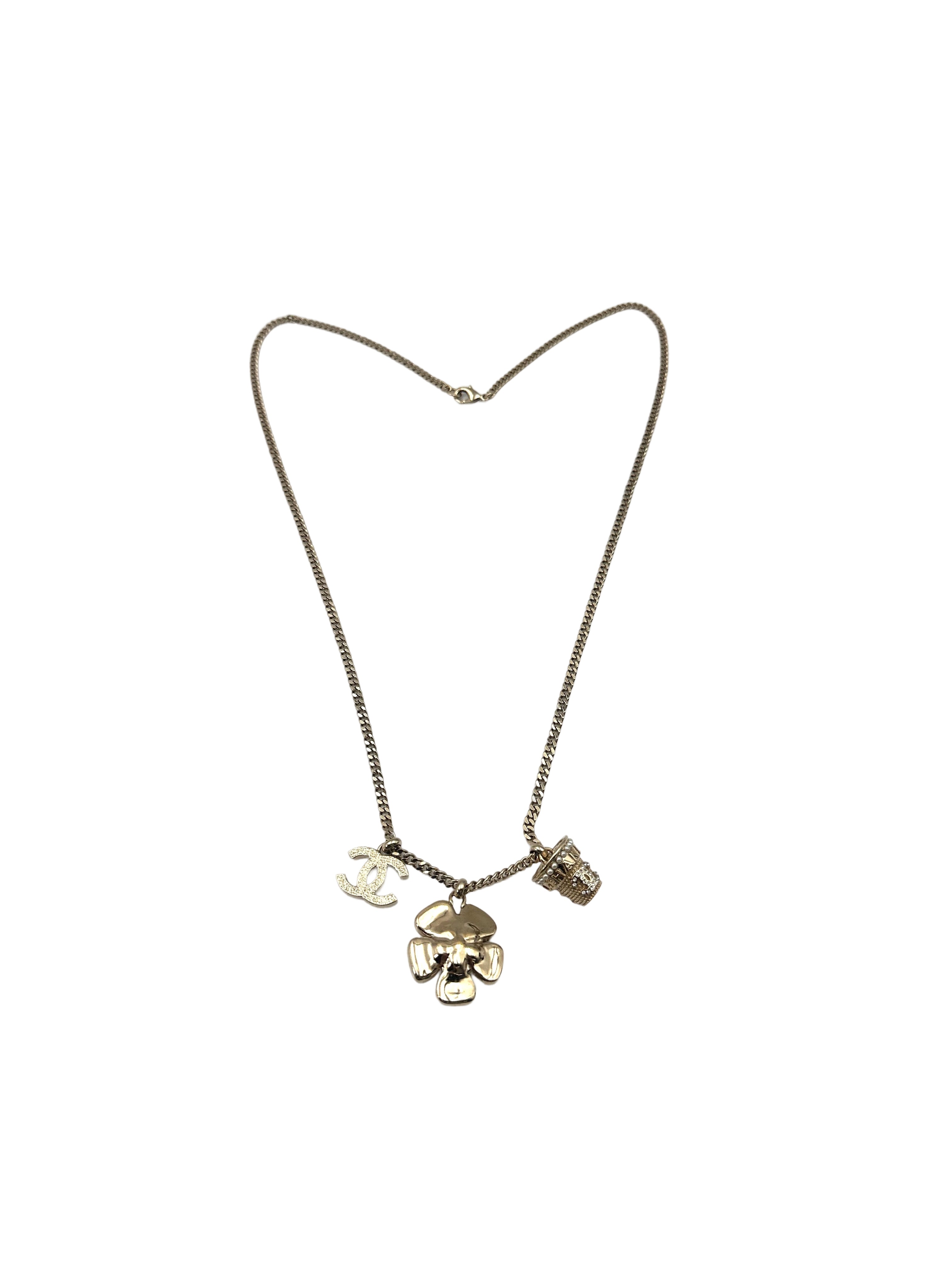 Chanel 23S CC Logo Camellia Flower Basket Pendant Long Necklace CC1731