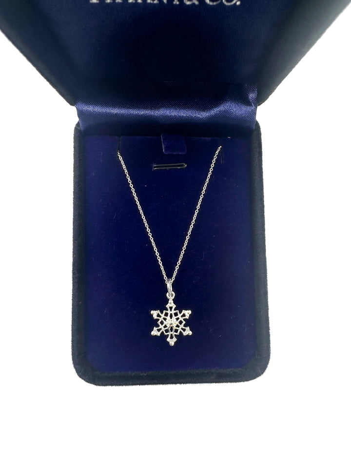 Tiffany & Co. Sterling Silver Snowflake Pendant Necklace TC02