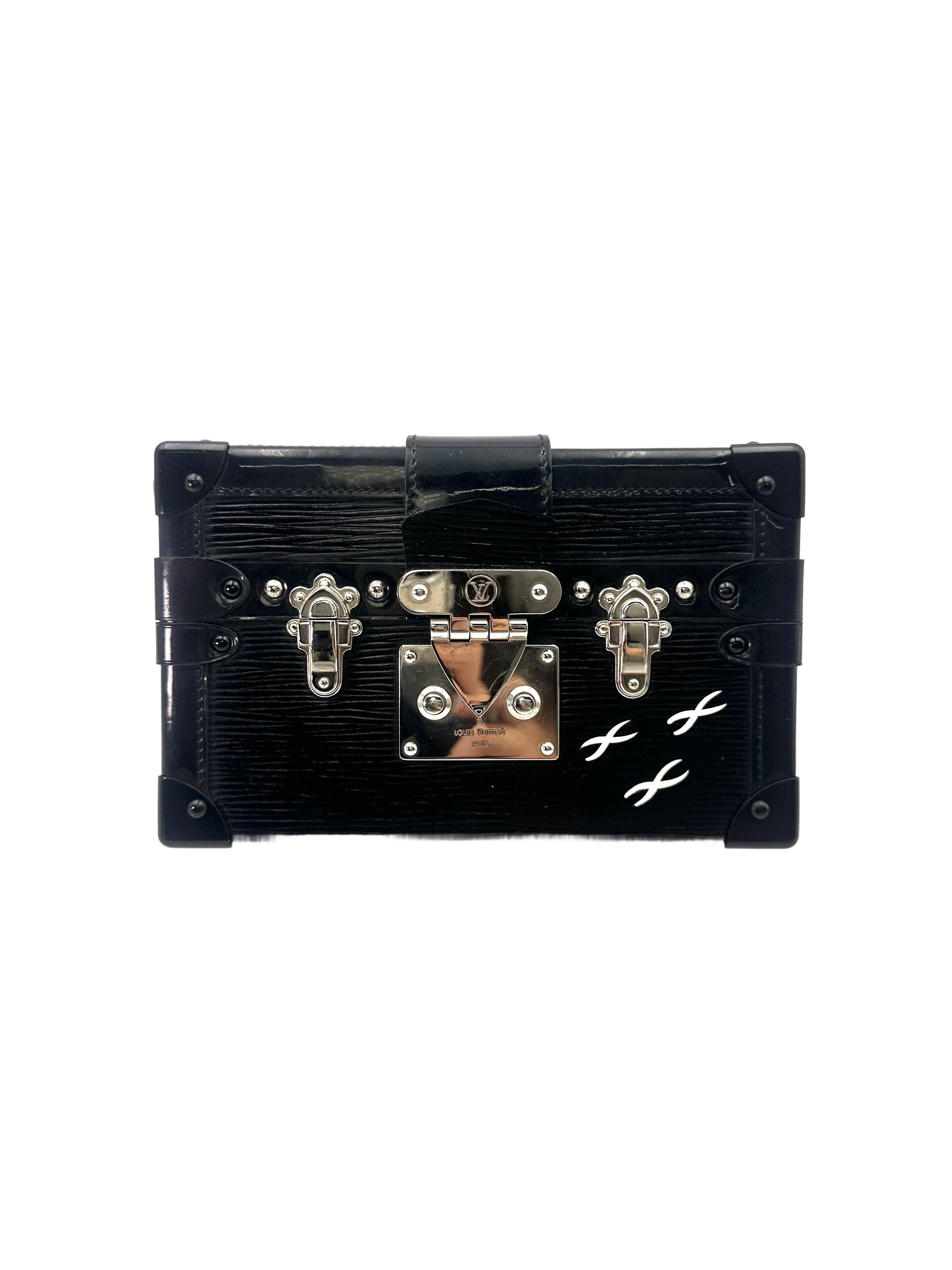 Louis Vuitton Petite Malle Black Epi Leather Shoulder Bag With Silver Hardware LV2405
