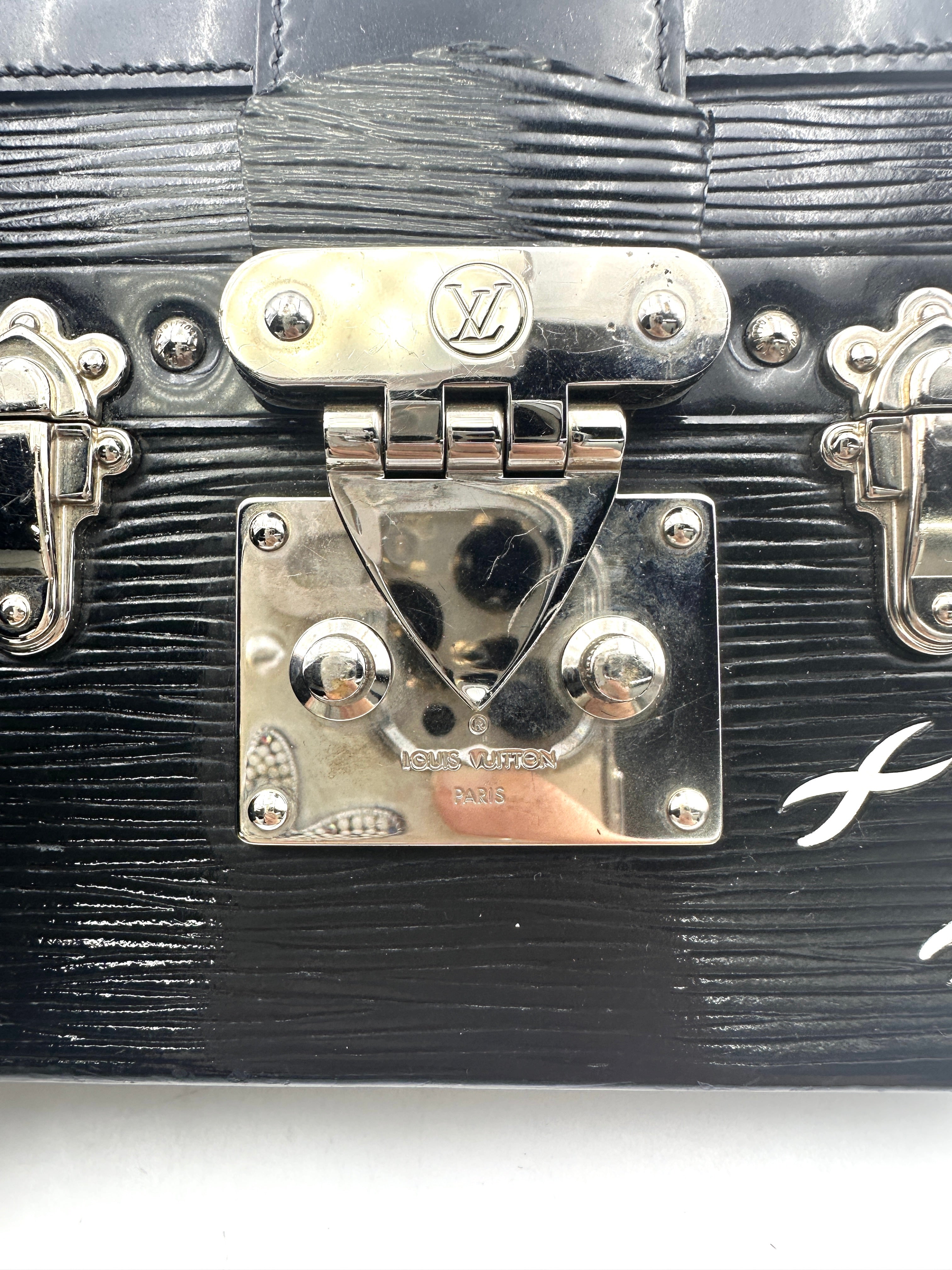 Louis Vuitton Petite Malle Black Epi Leather Shoulder Bag With Silver Hardware LV2405