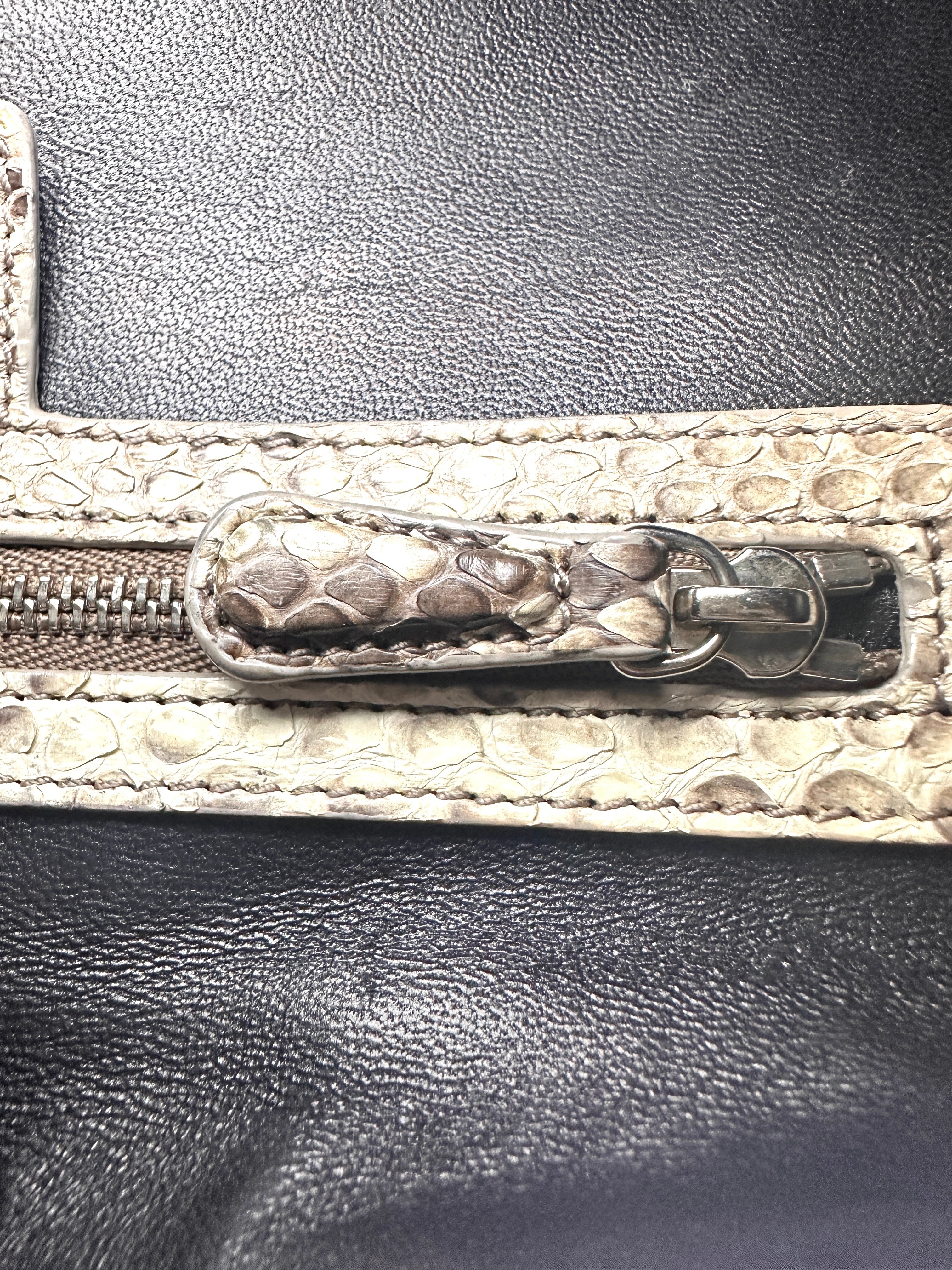 Christian Dior Lady Dior Beige/Black Exotic Python Snakeskin Handle Bag  IRIS147